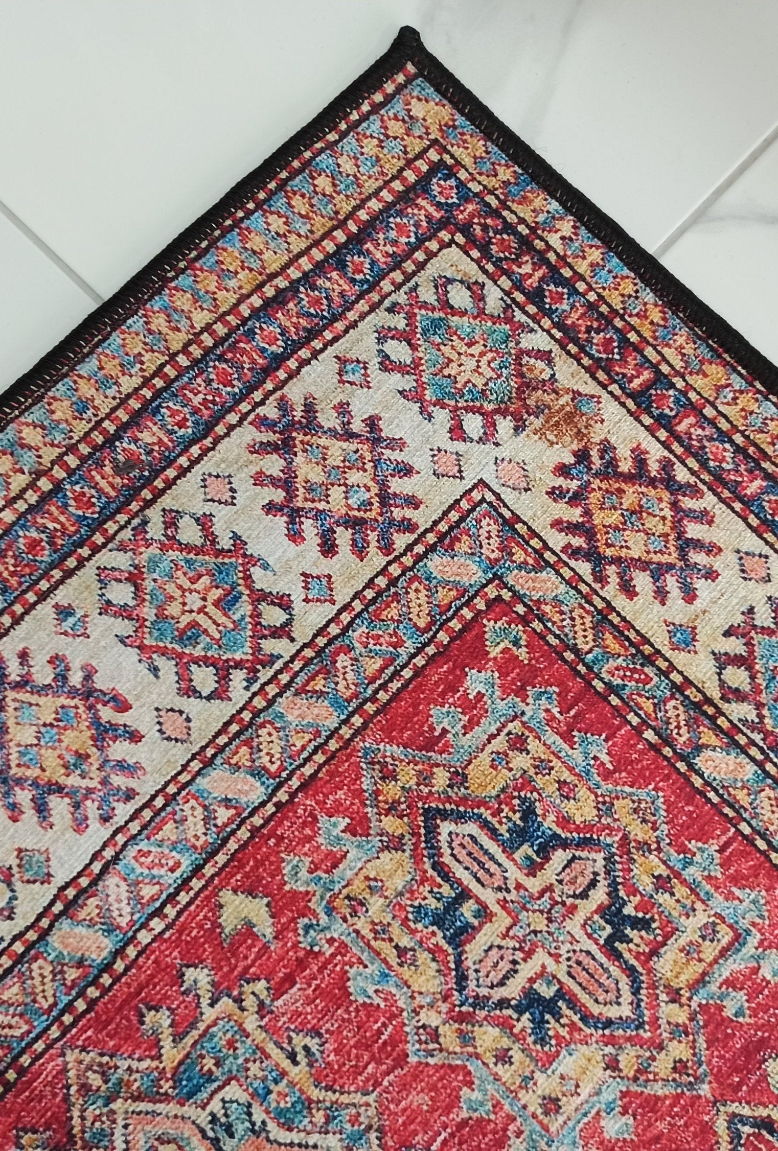 Ravia Runner Turkish Kilim Red Beige Rug