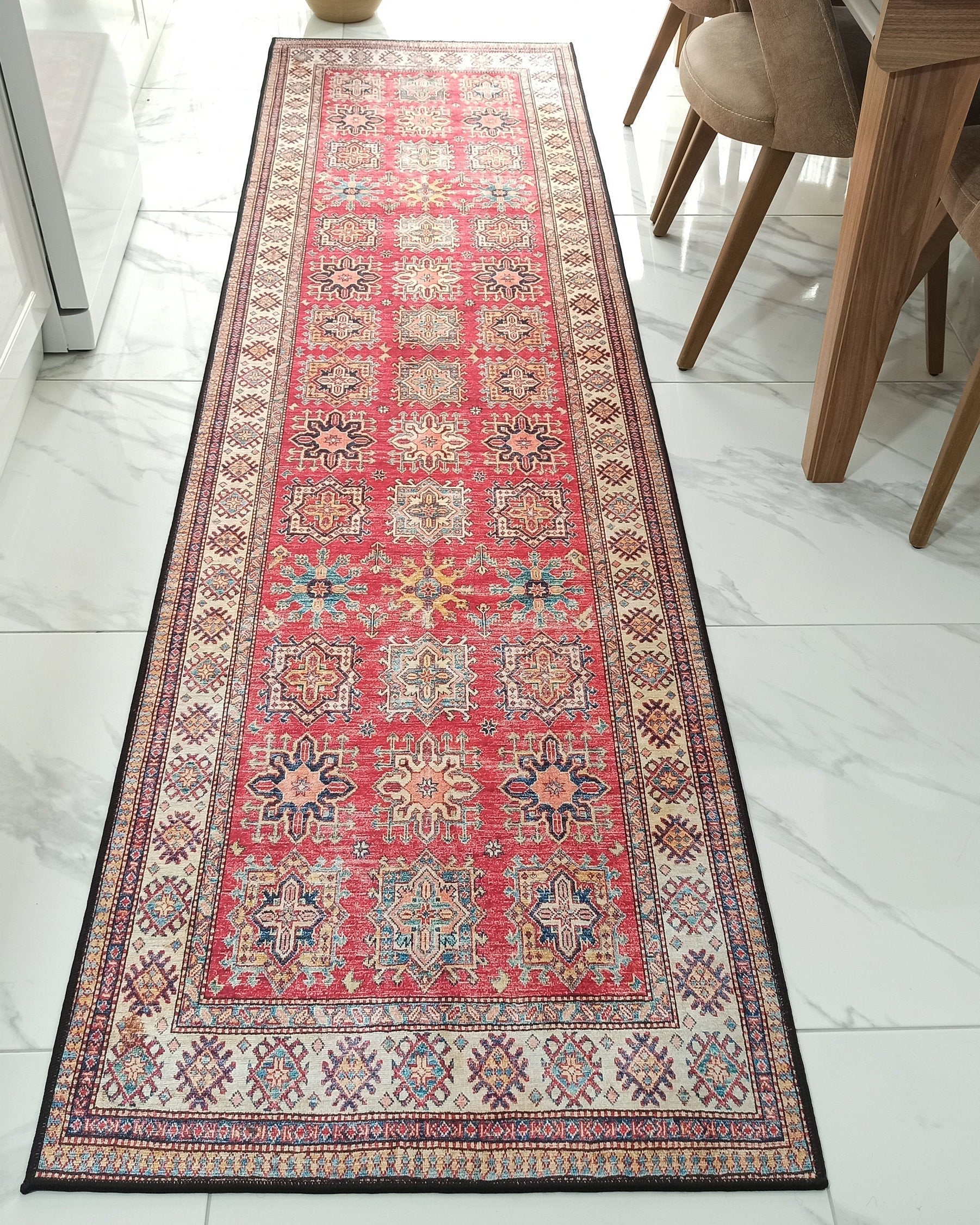 Ravia Runner Turkish Kilim Red Beige Rug