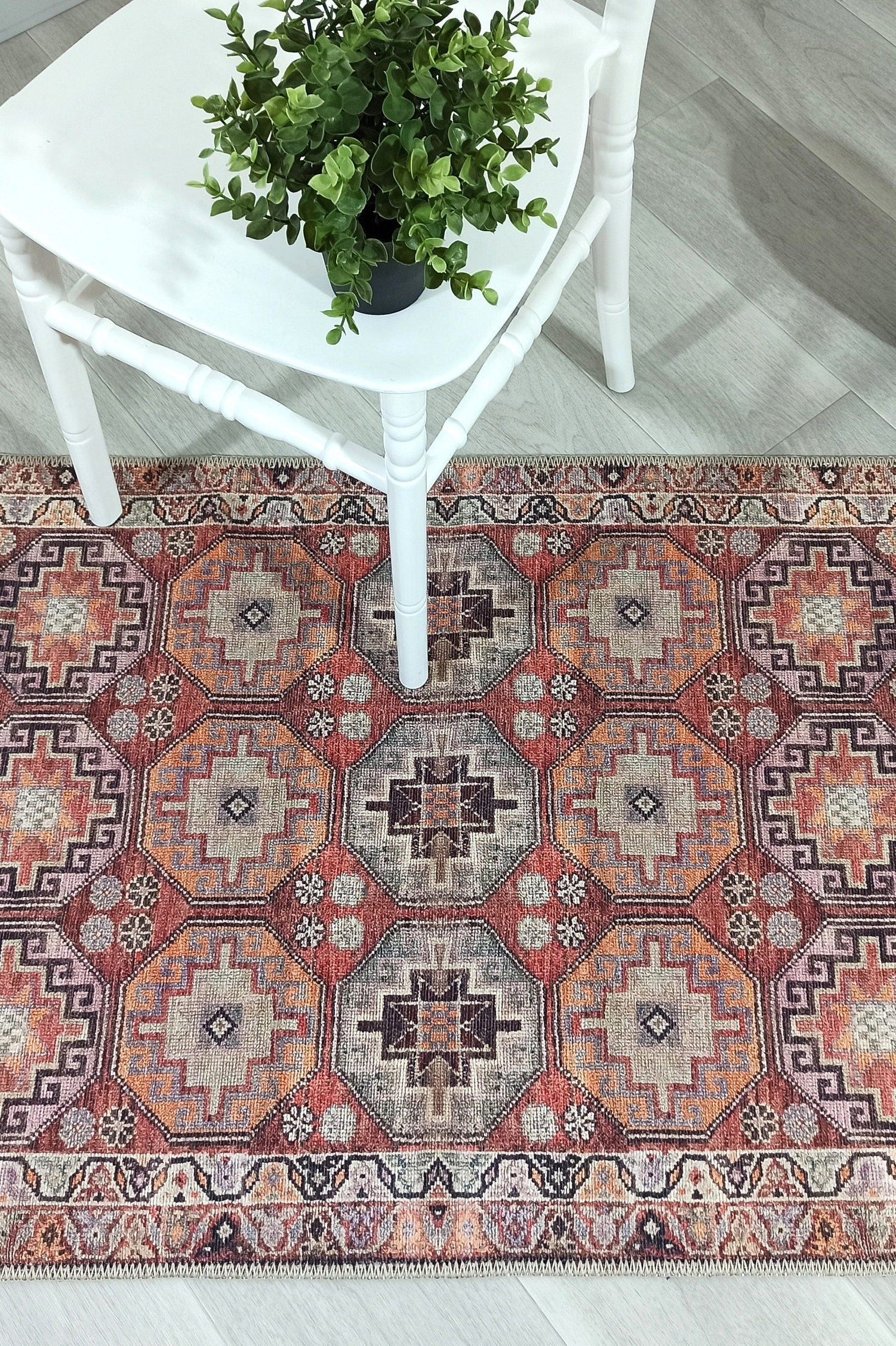 Rawaa Rug Turkish Terracotta Geometric Rug