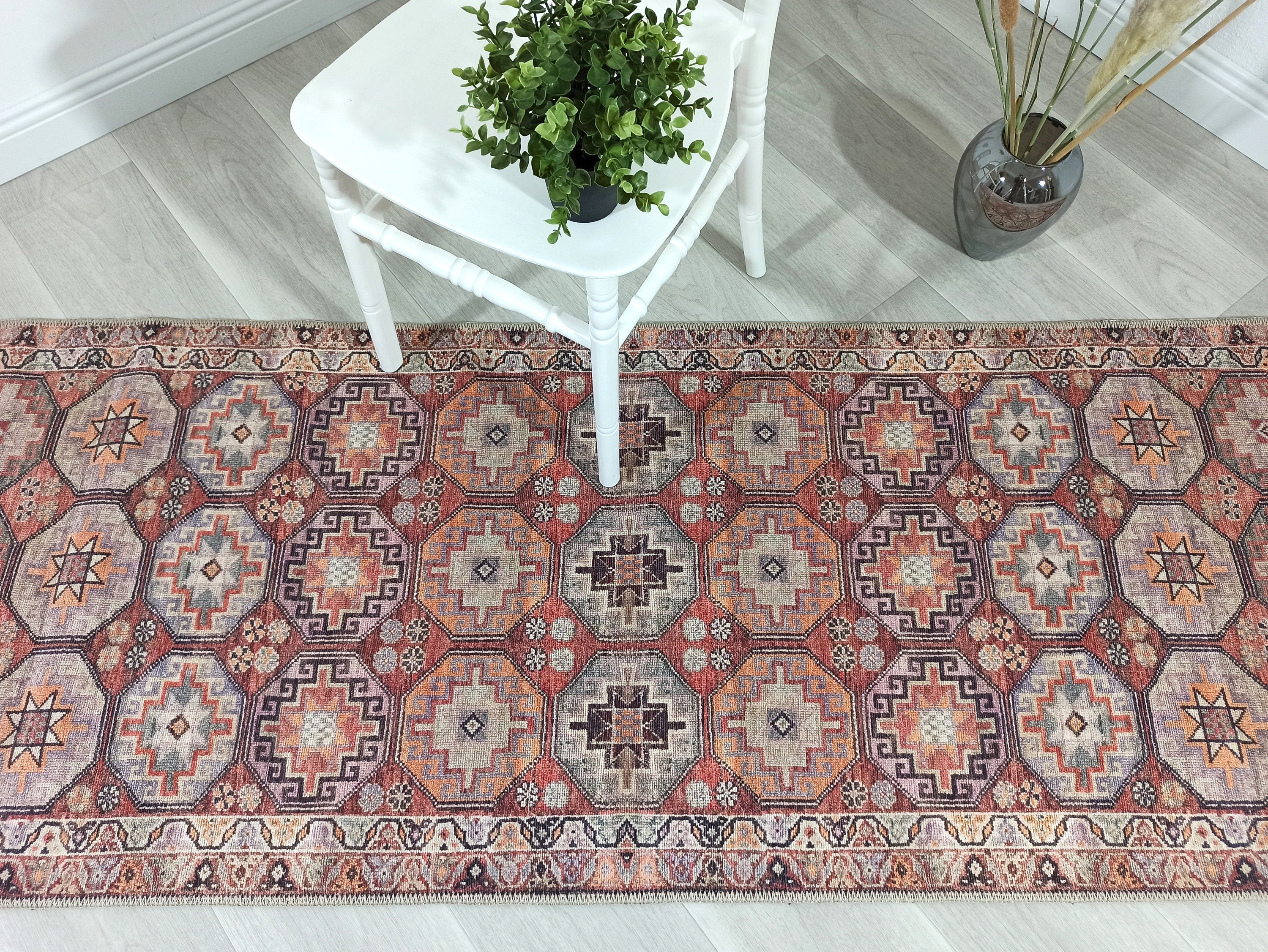 Rawaa Rug Turkish Terracotta Geometric Rug