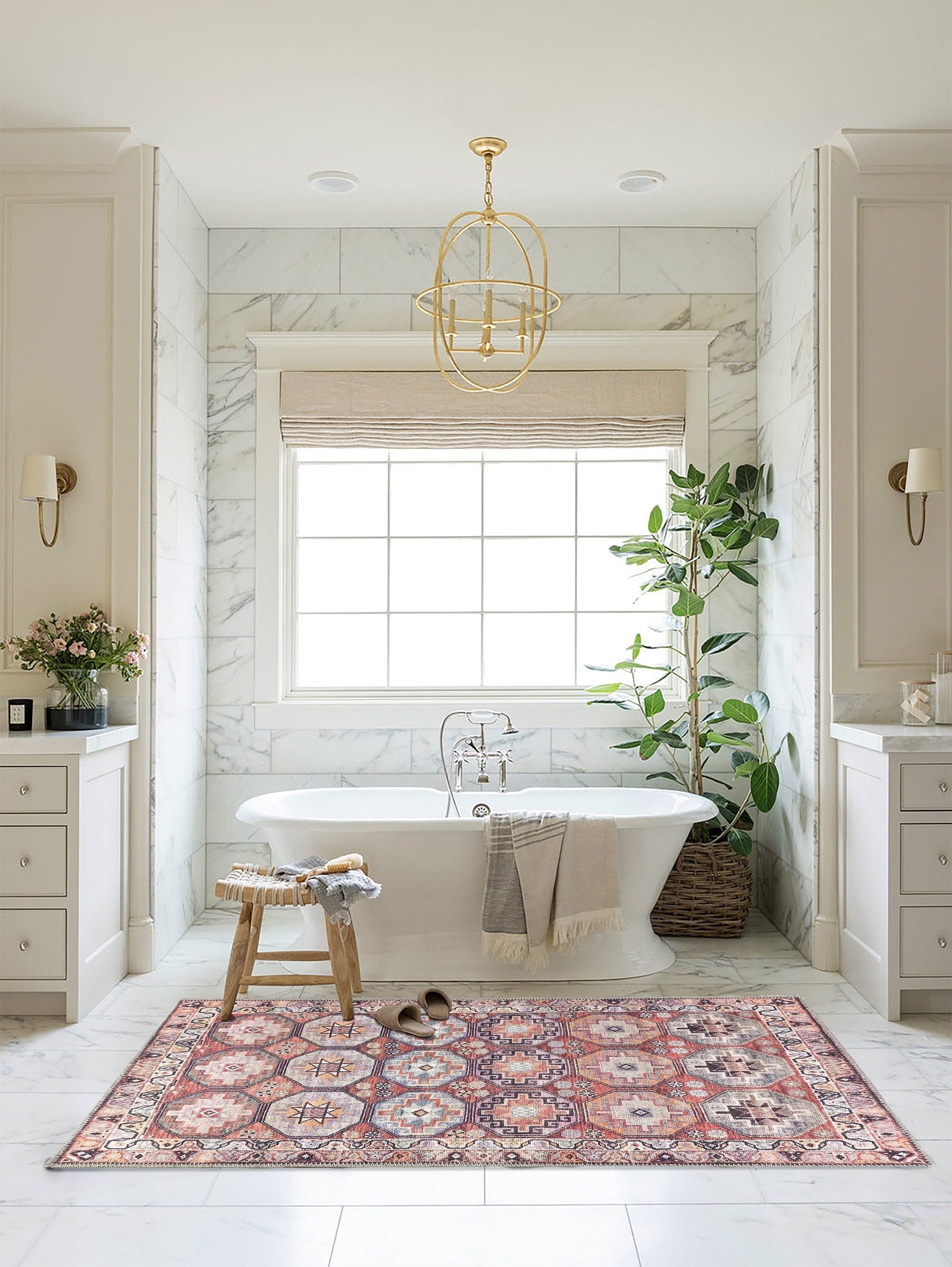 Rawaa Rug Turkish Terracotta Geometric Rug