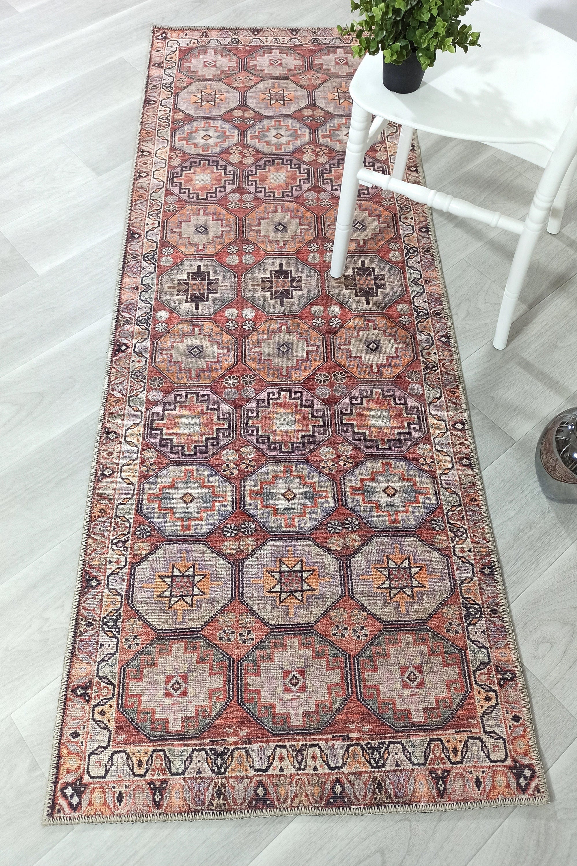 Rawaa Rug Turkish Terracotta Geometric Rug