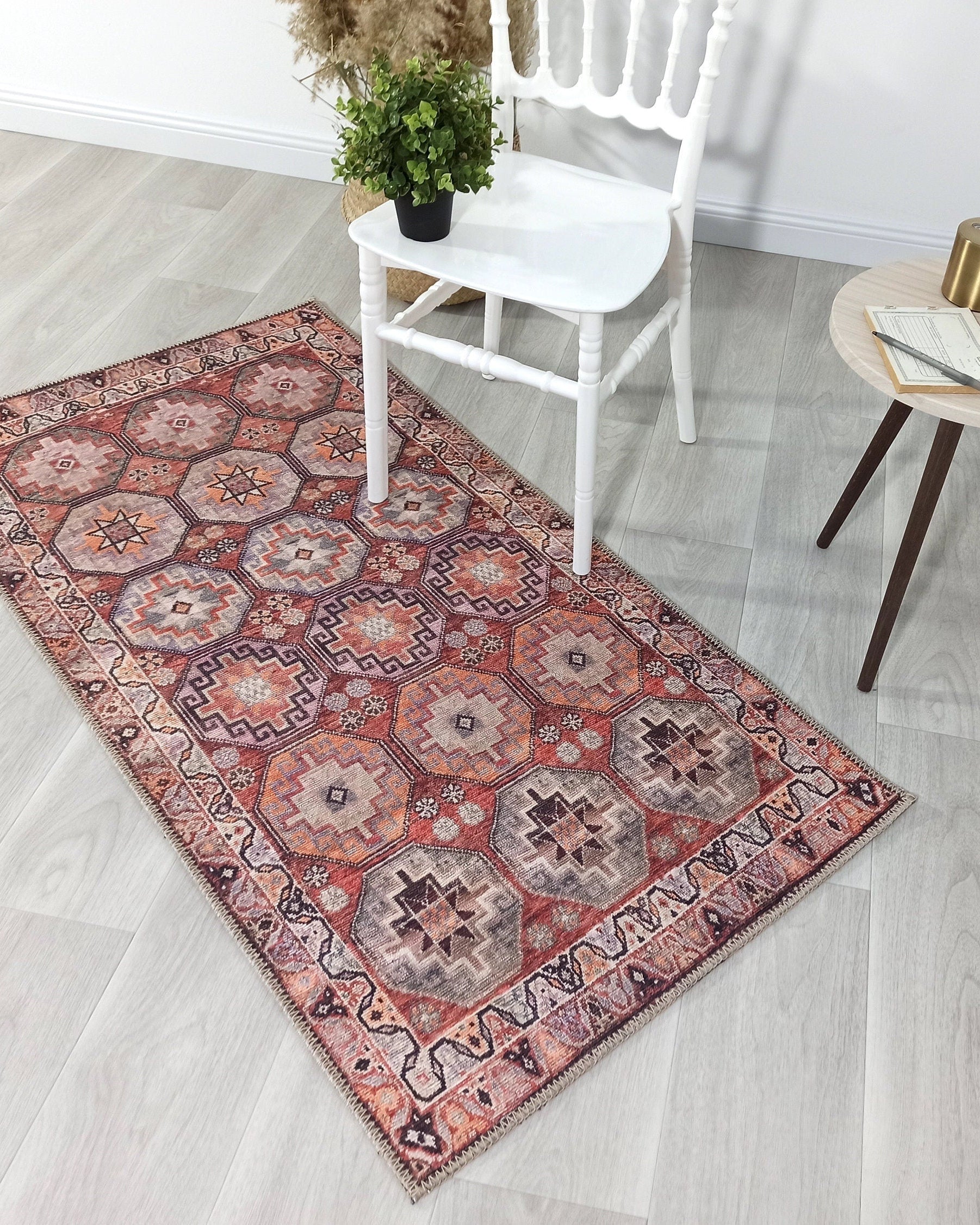 Rawaa Rug Turkish Terracotta Geometric Rug