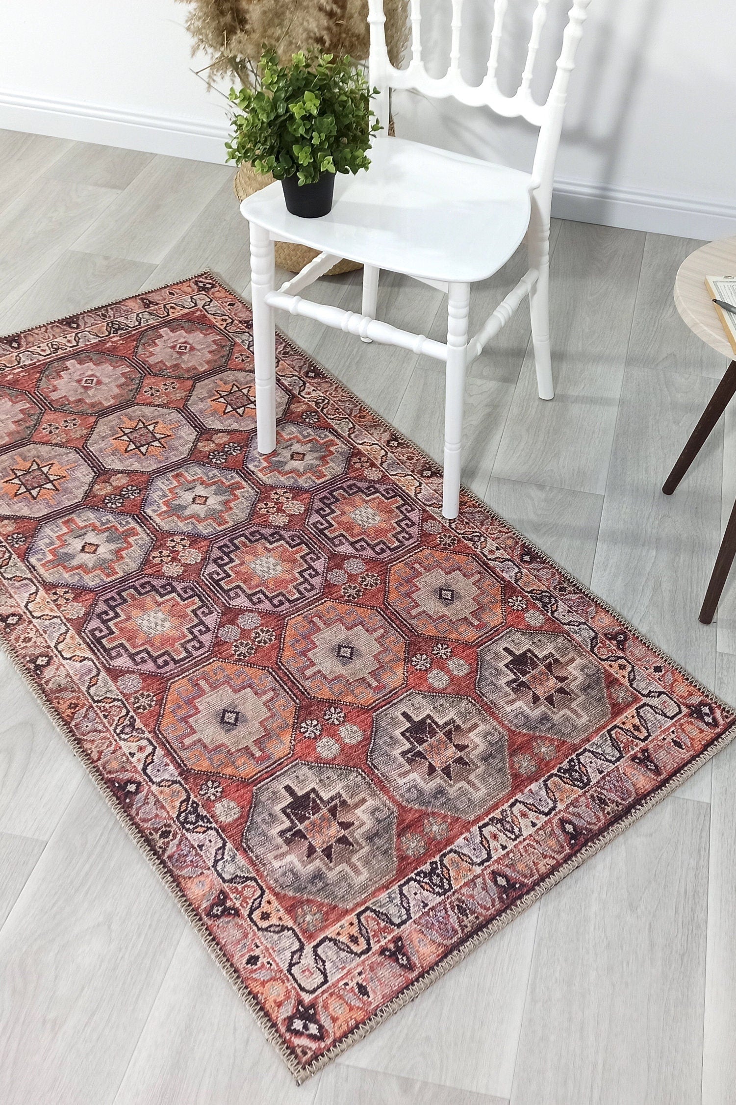Rawaa Rug Turkish Terracotta Geometric Rug