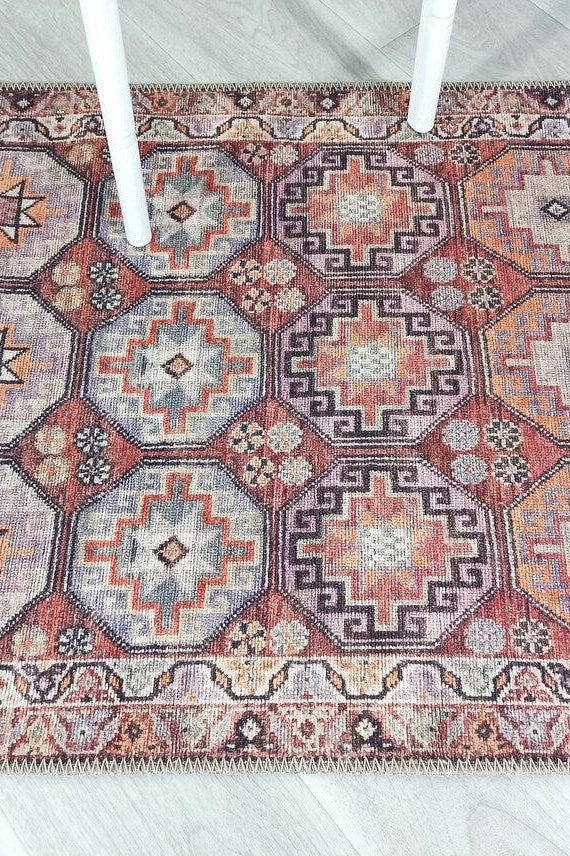 Rawaa Rug Turkish Terracotta Geometric Rug