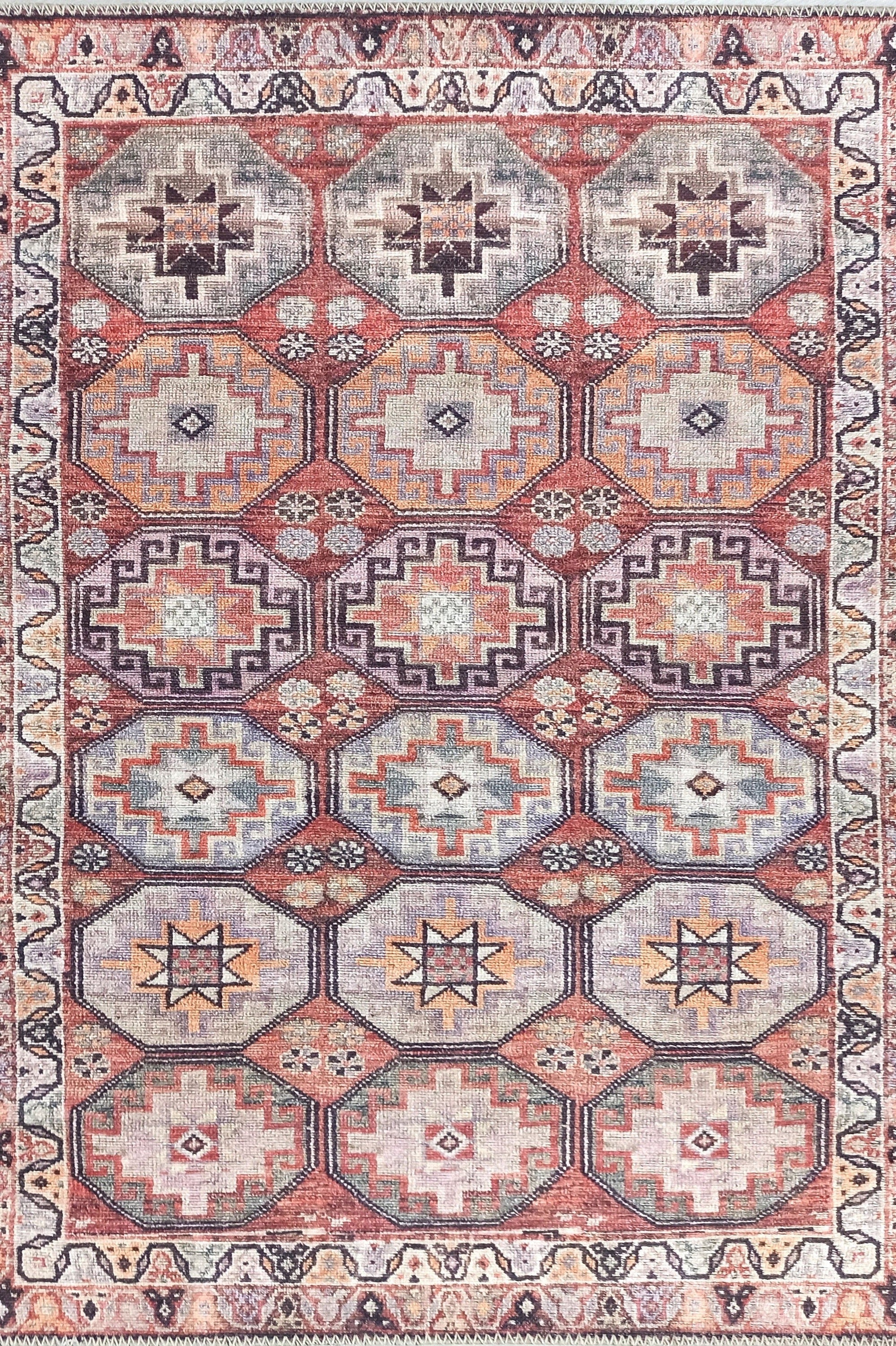 Rawaa Rug Turkish Terracotta Geometric Rug