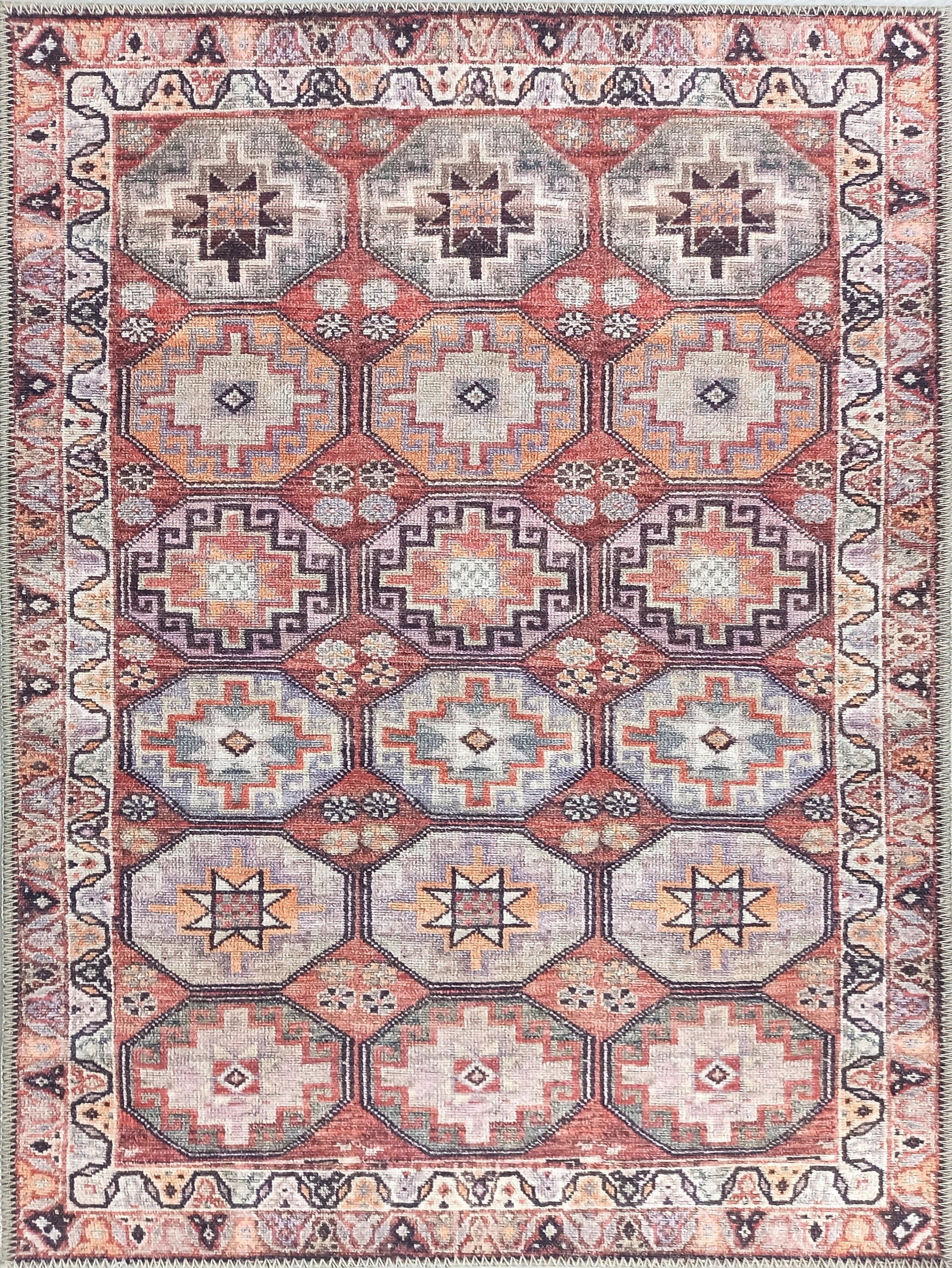Rawaa Rug Turkish Terracotta Geometric Rug