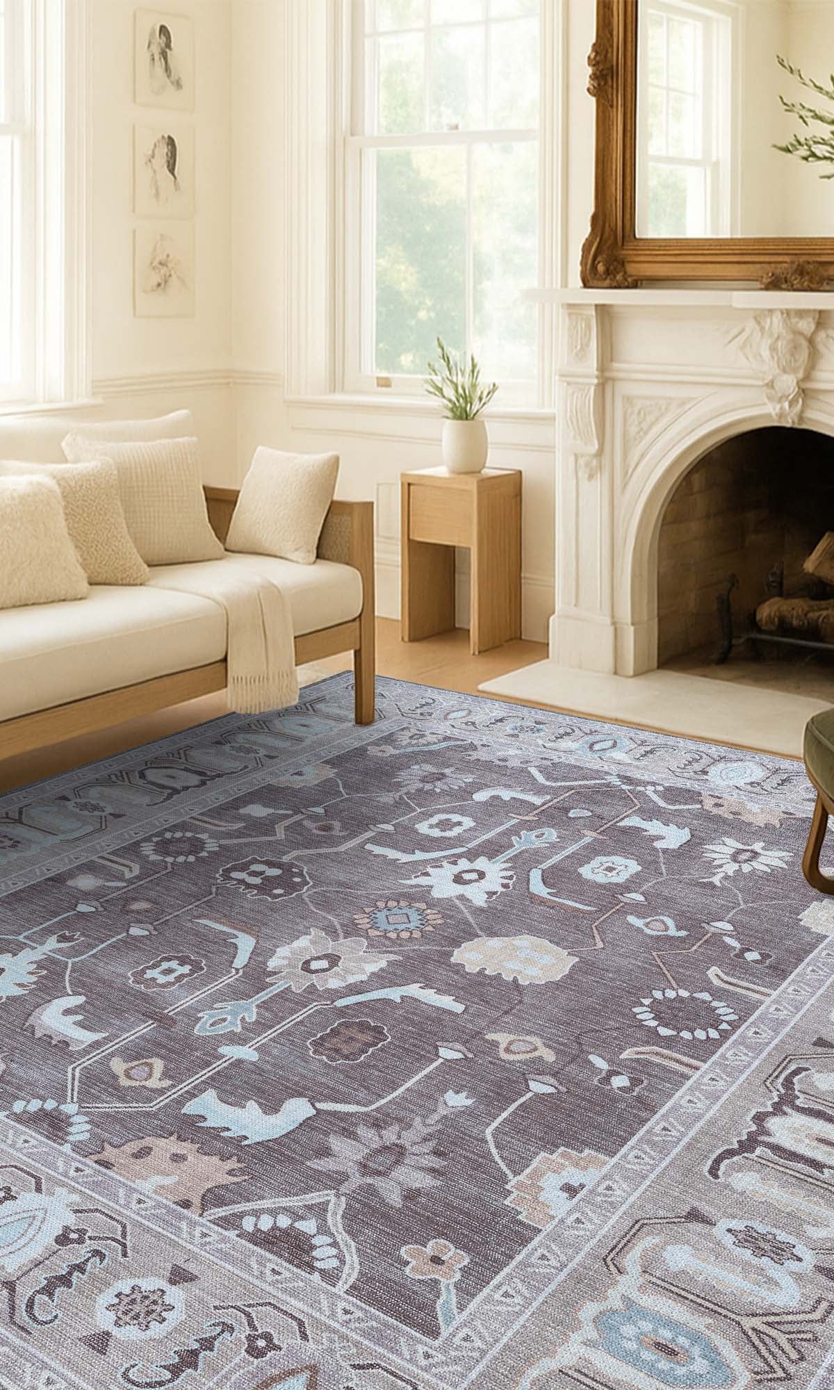 Rawiya Brown Gray Modern Oushak Rug
