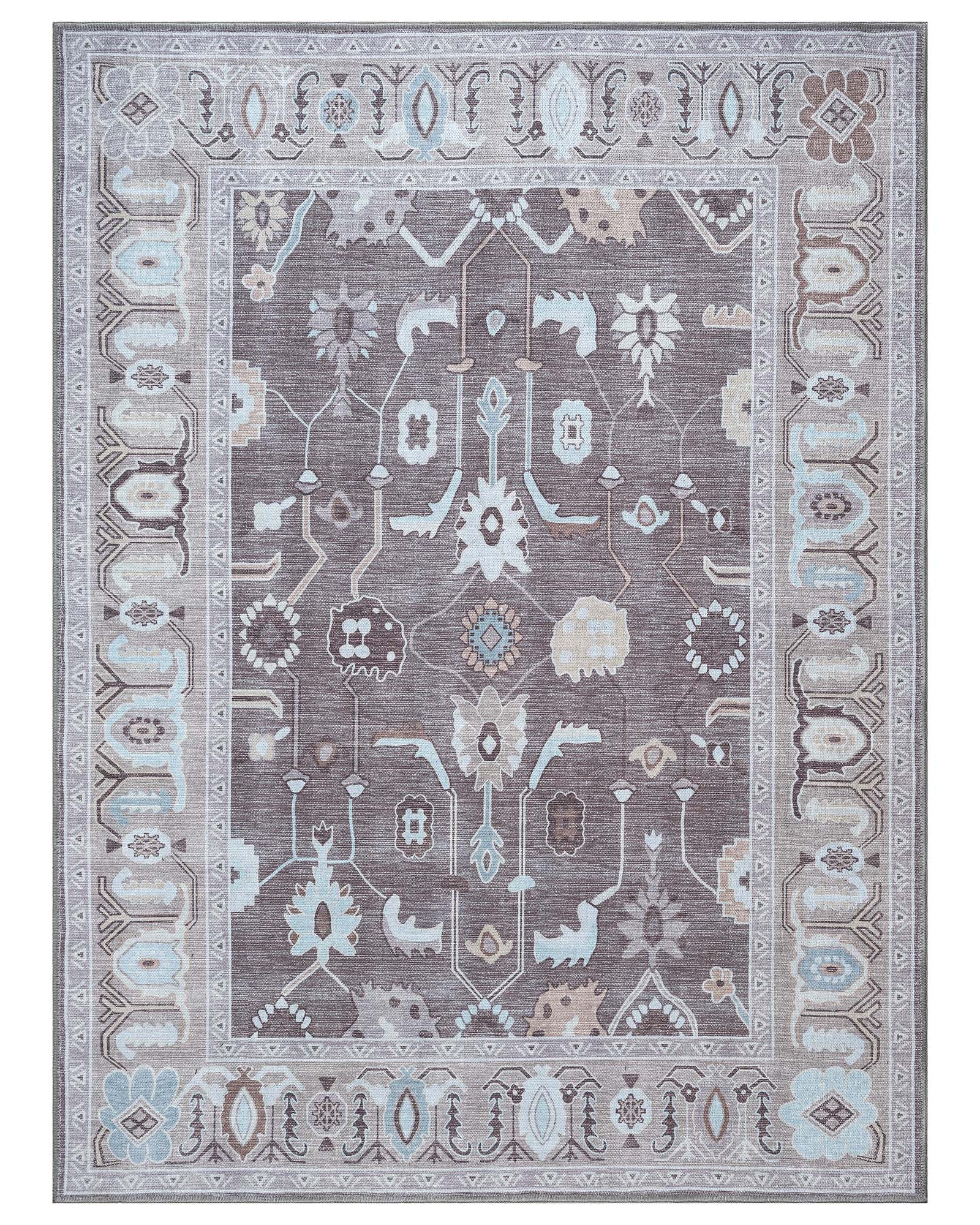 Rawiya Brown Gray Modern Oushak Rug