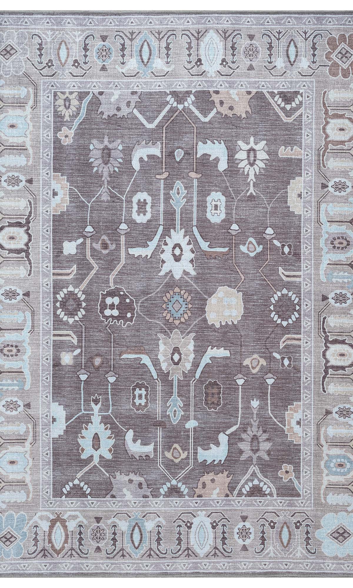 Rawiya Brown Gray Modern Oushak Rug