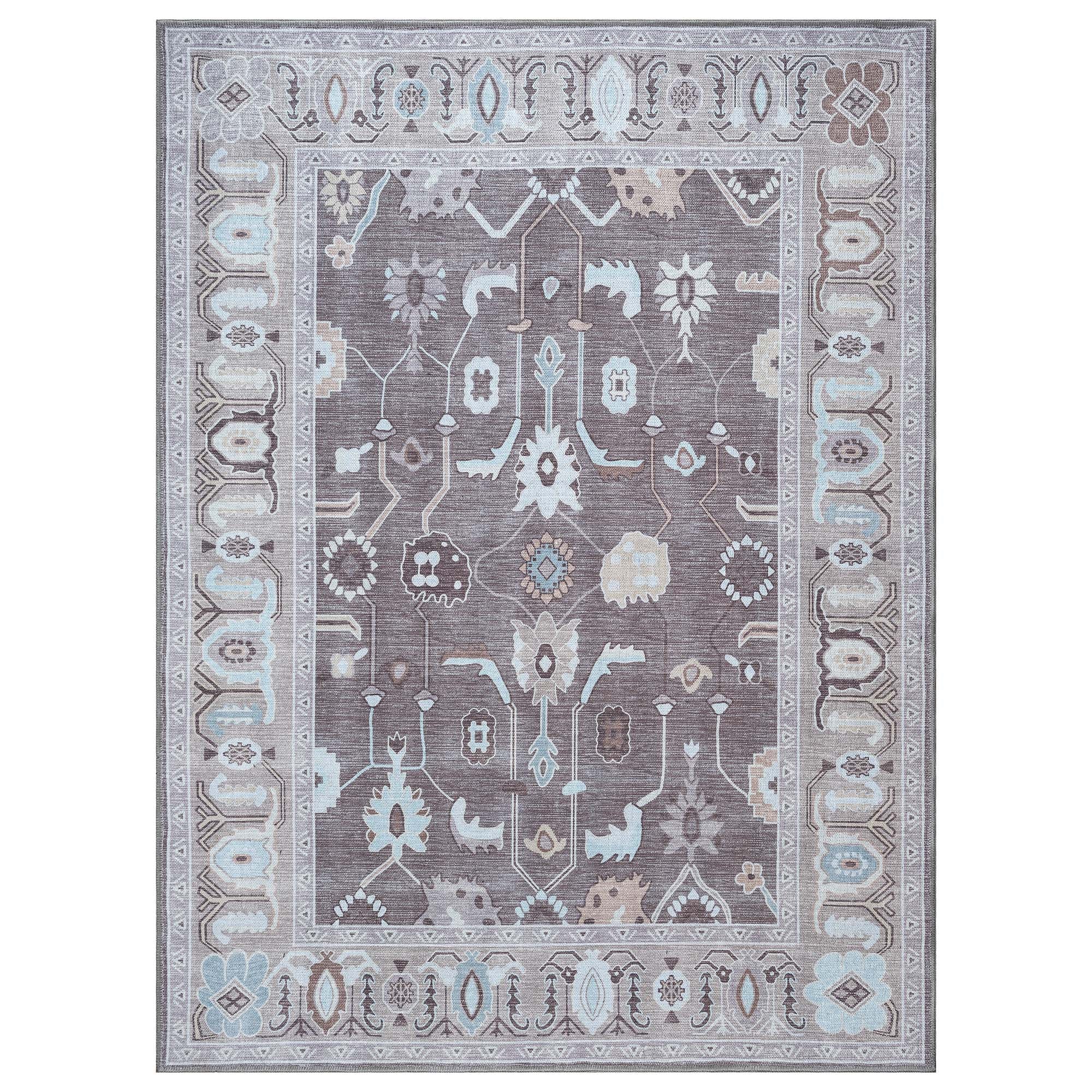 Rawiya Brown Gray Modern Oushak Rug