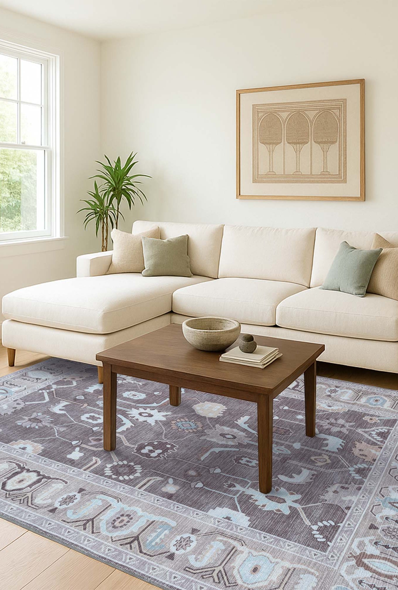 Rawiya Brown Gray Modern Oushak Rug