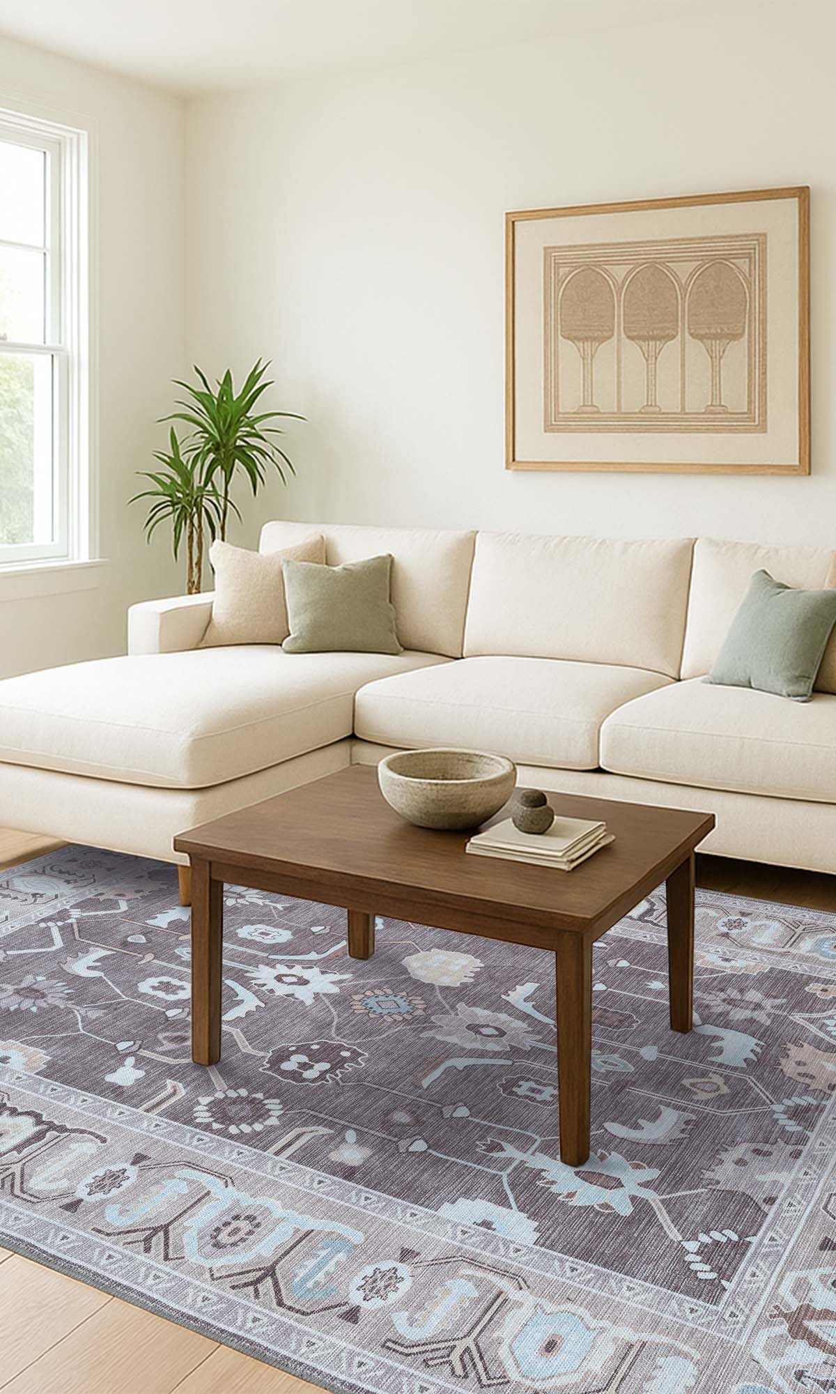 Rawiya Brown Gray Modern Oushak Rug