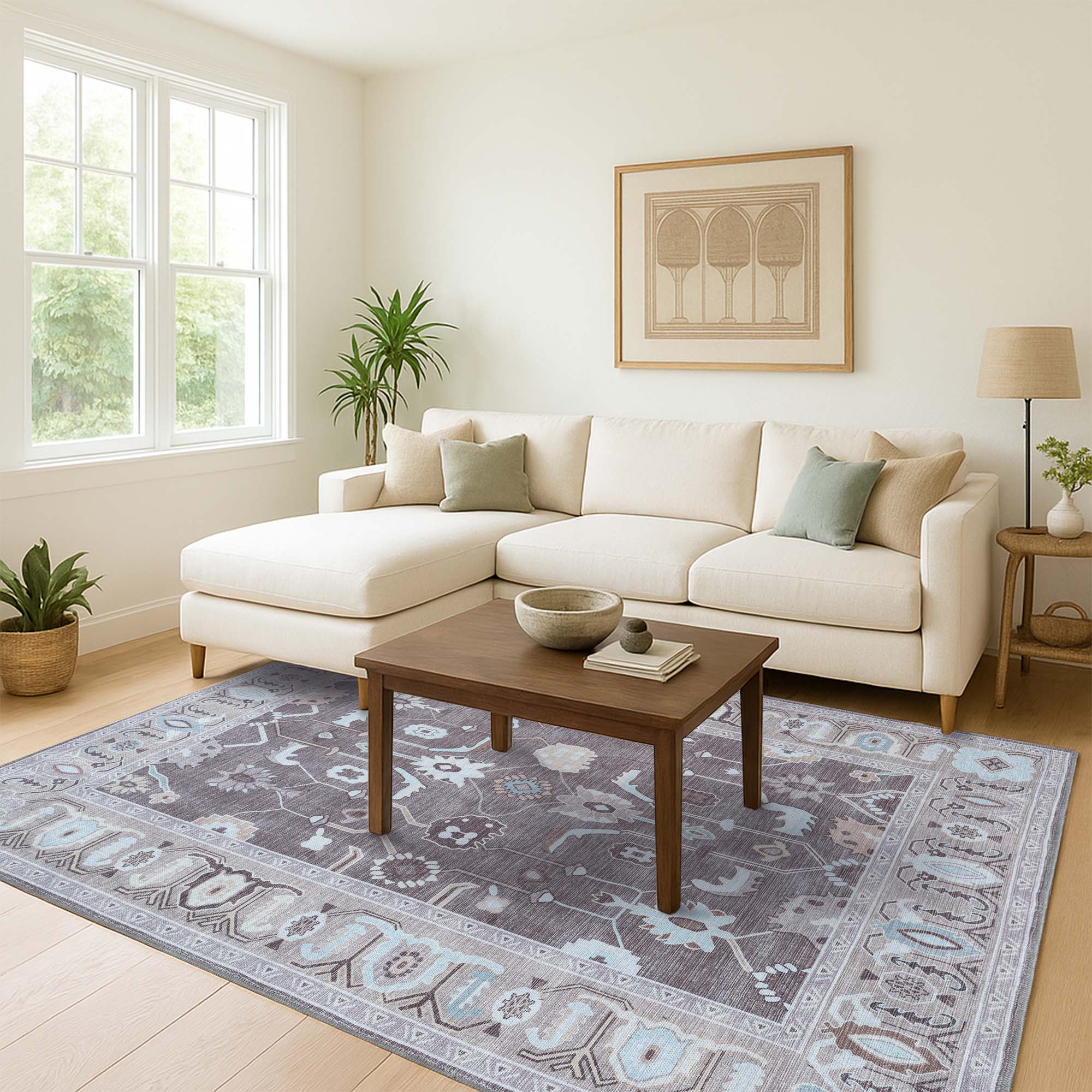 Rawiya Brown Gray Modern Oushak Rug