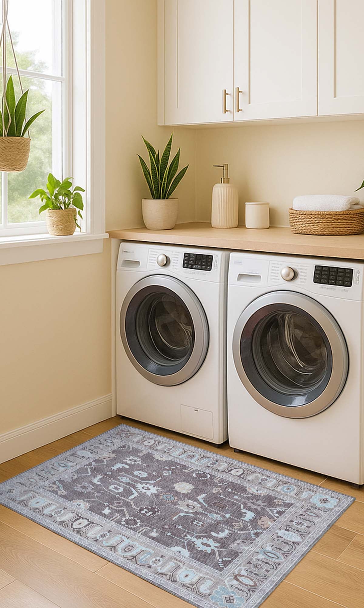 Rawiya Brown Gray Modern Oushak Rug