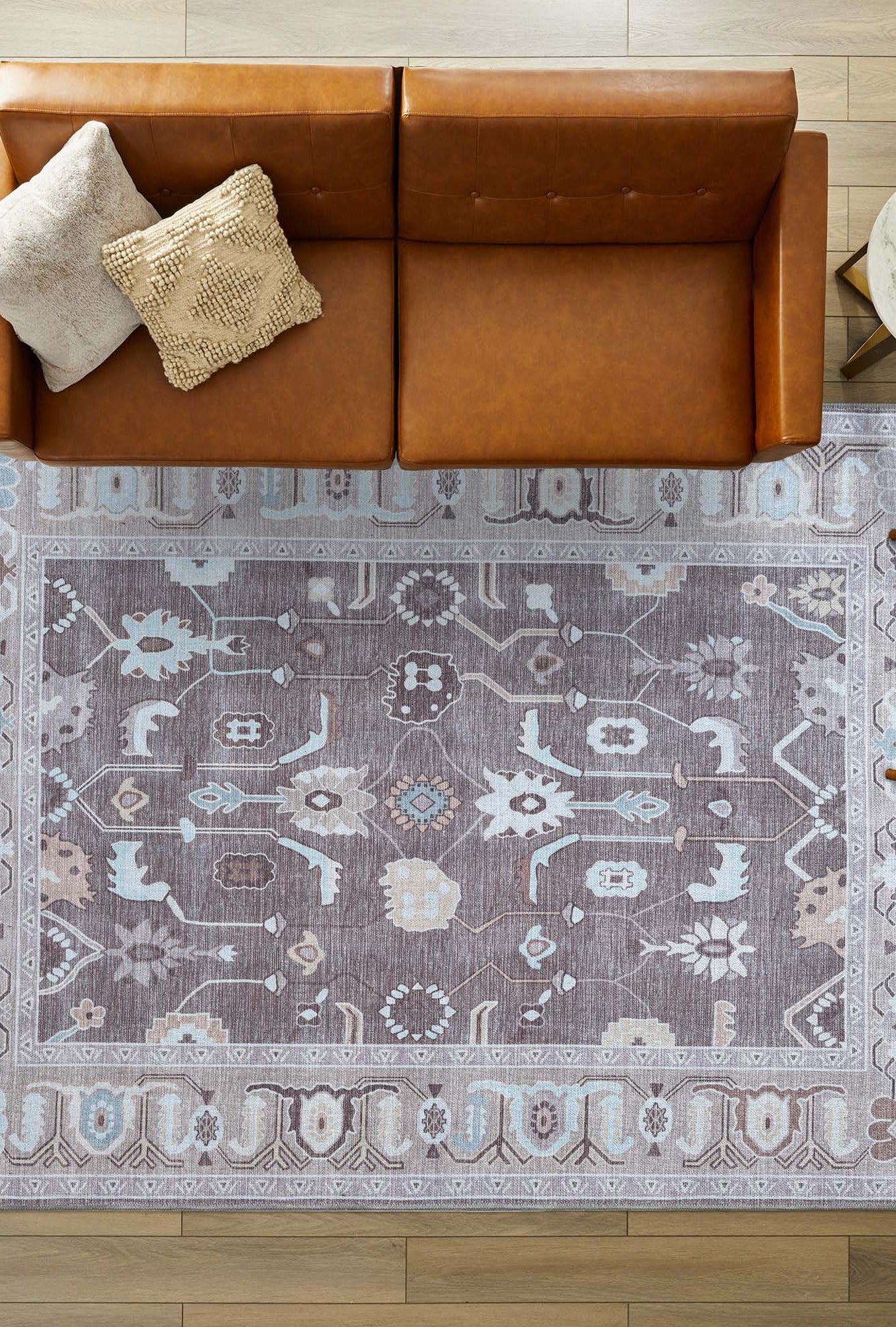 Rawiya Brown Gray Modern Oushak Rug