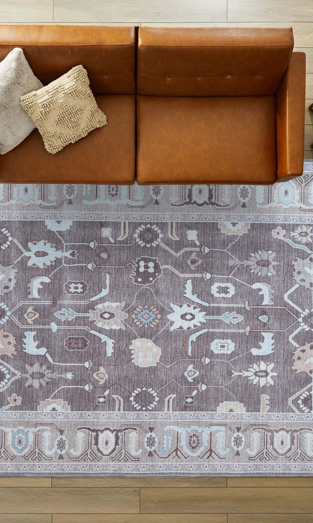Rawiya Brown Gray Modern Oushak Rug