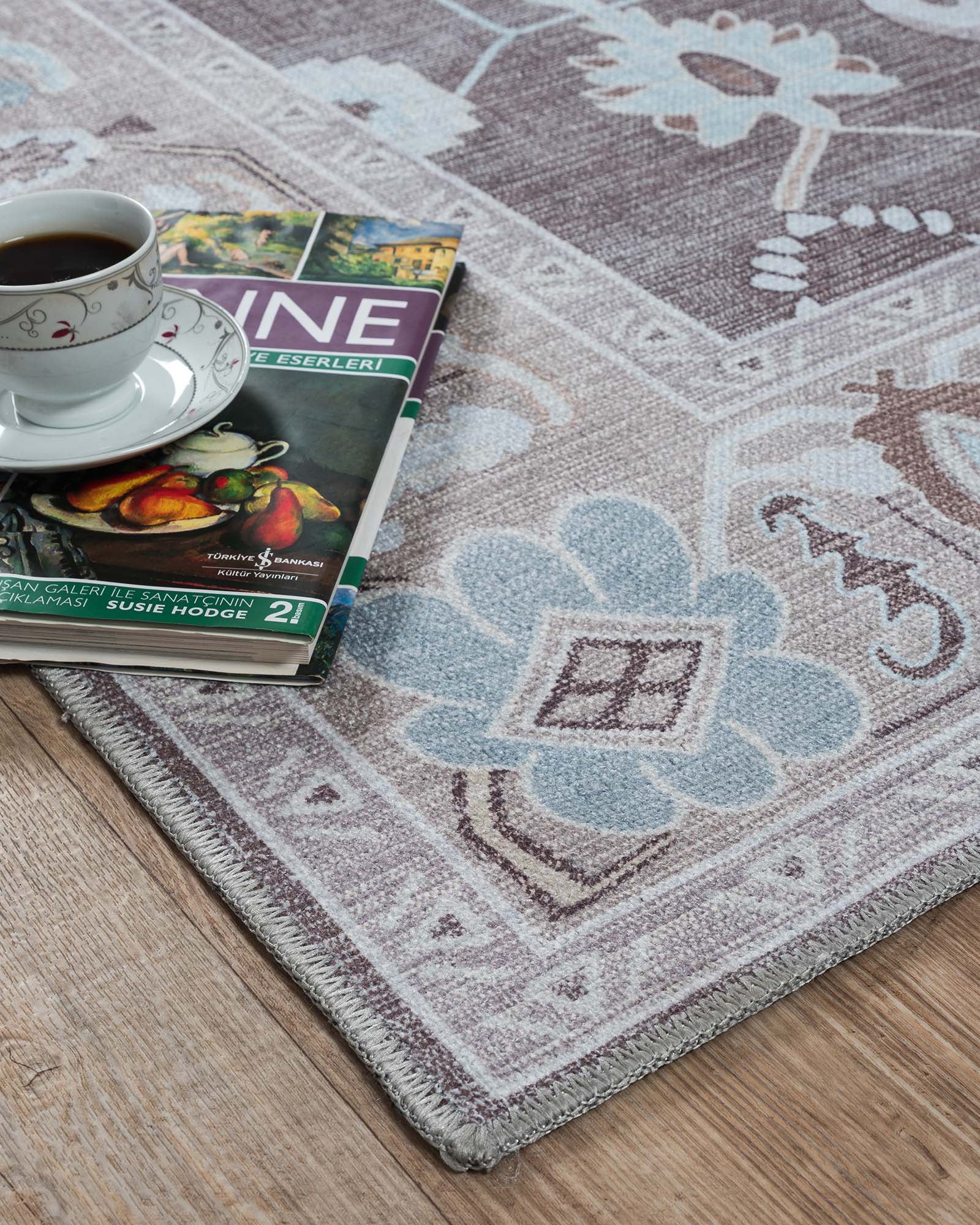 Rawiya Brown Gray Modern Oushak Rug