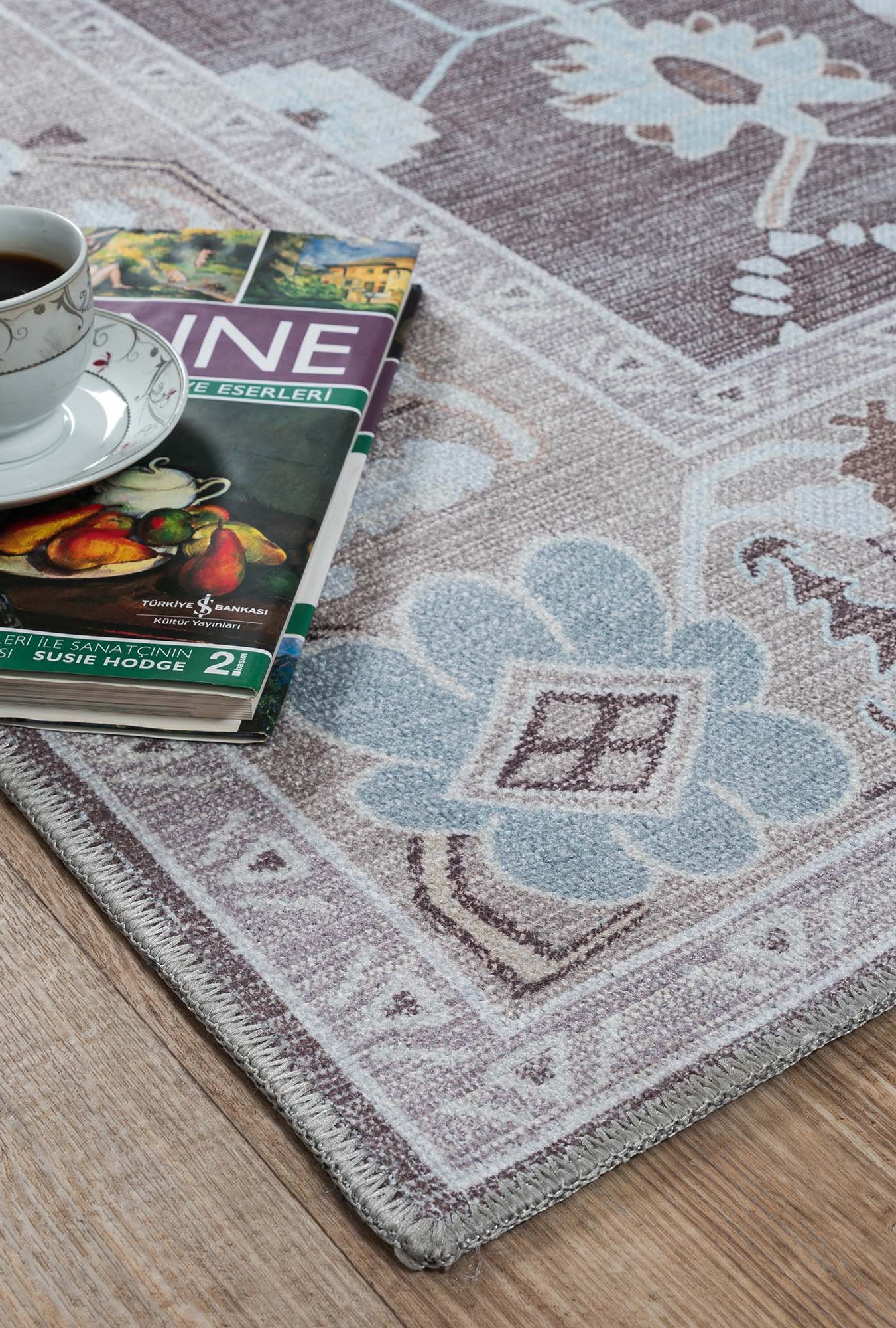 Rawiya Brown Gray Modern Oushak Rug