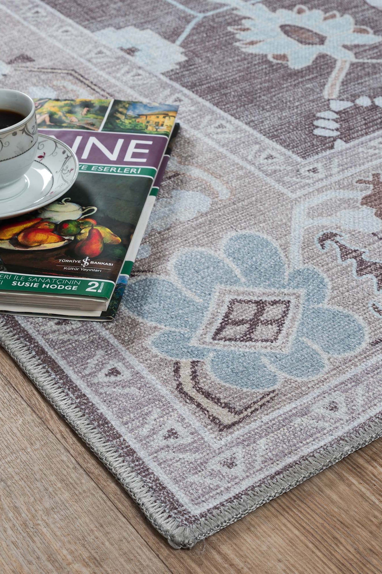 Rawiya Brown Gray Modern Oushak Rug