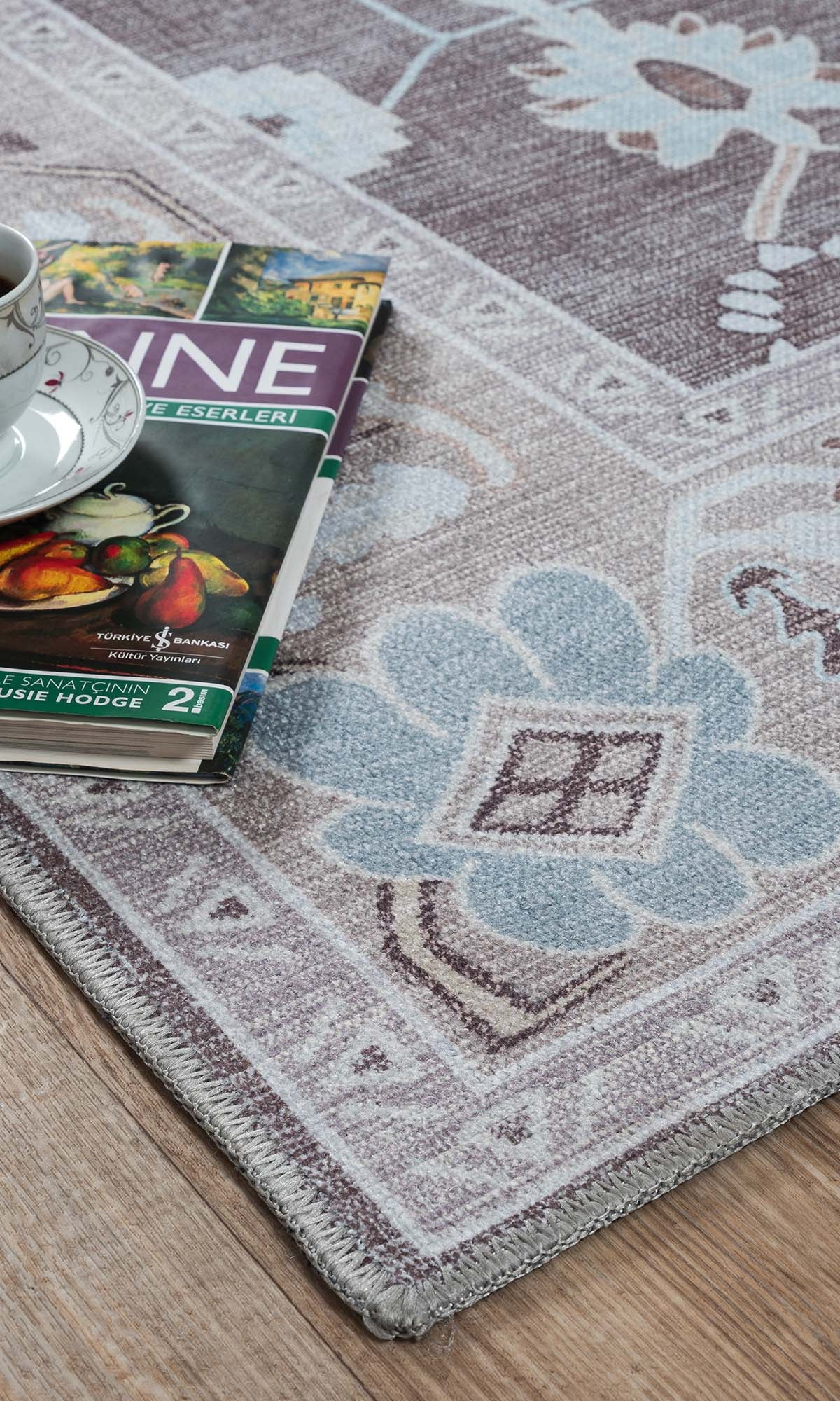 Rawiya Brown Gray Modern Oushak Rug