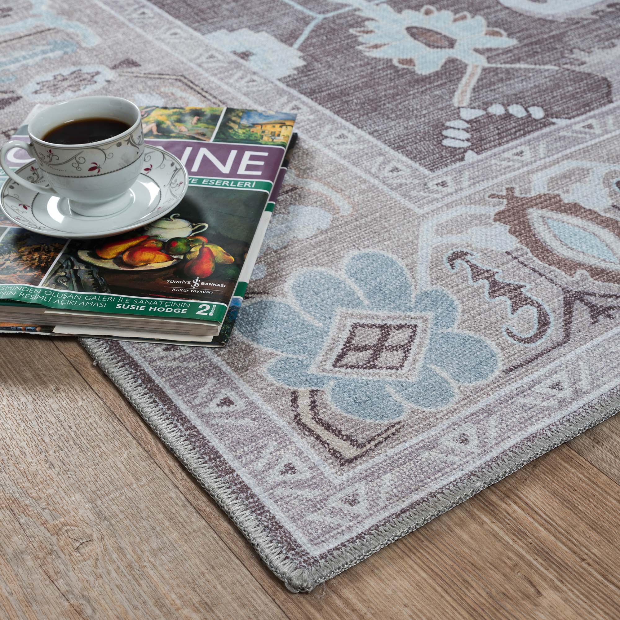 Rawiya Brown Gray Modern Oushak Rug