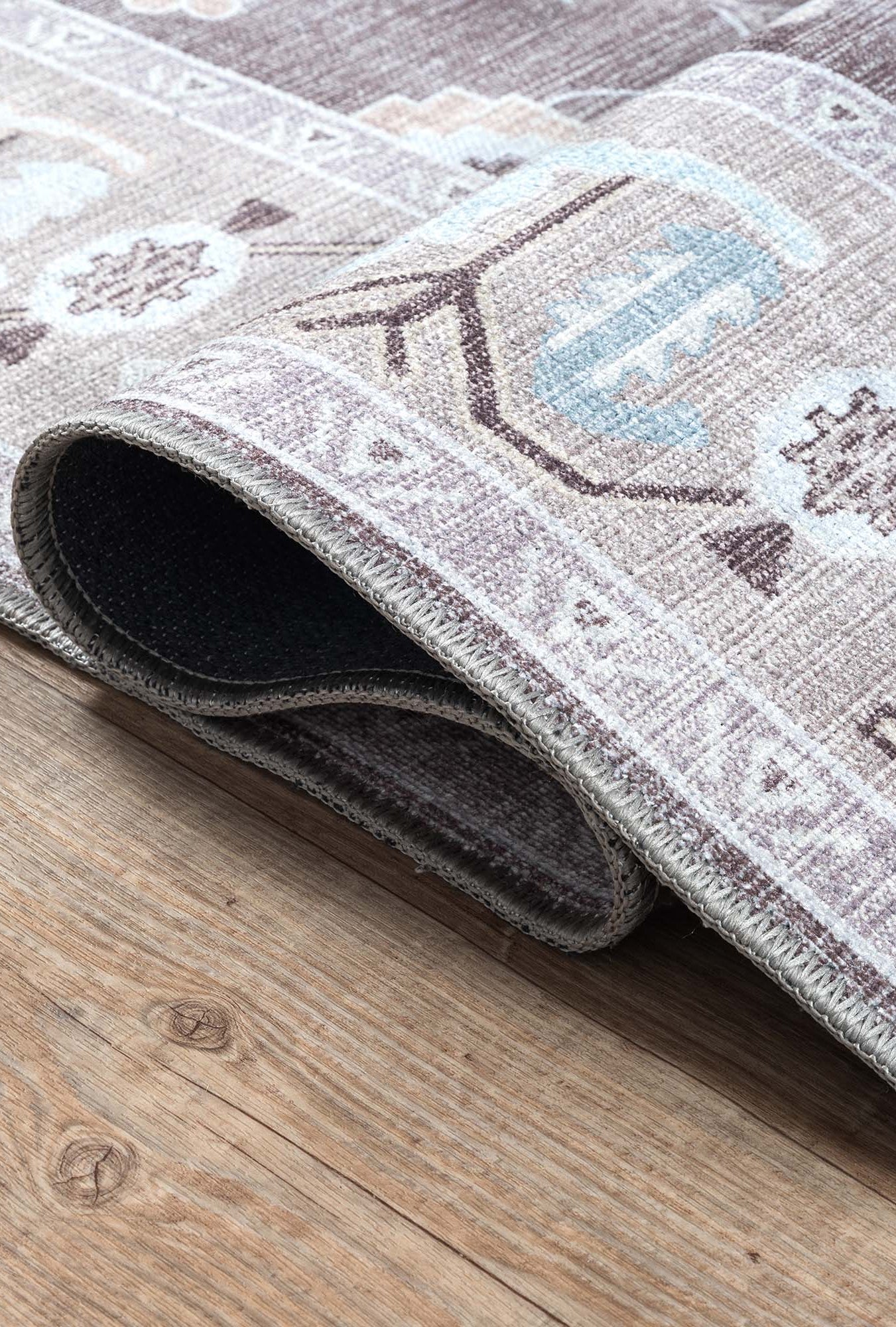 Rawiya Brown Gray Modern Oushak Rug