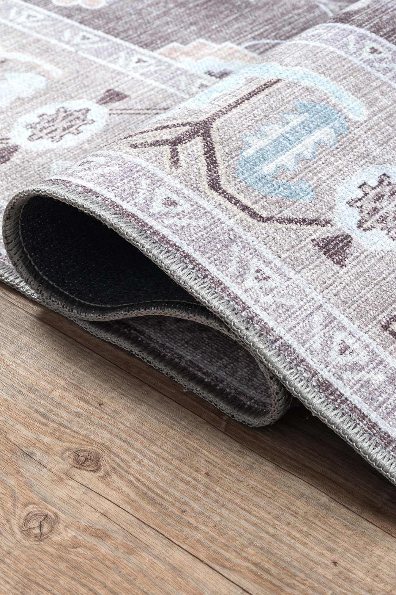 Rawiya Brown Gray Modern Oushak Rug