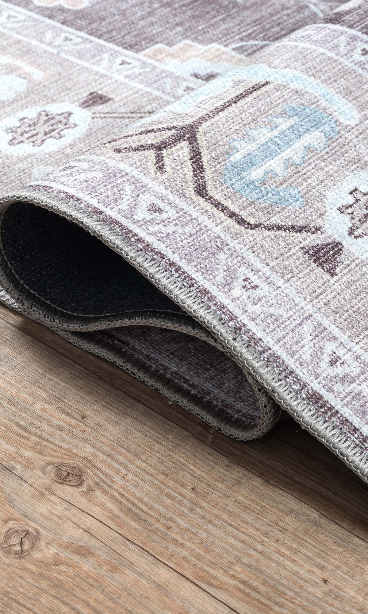 Rawiya Brown Gray Modern Oushak Rug