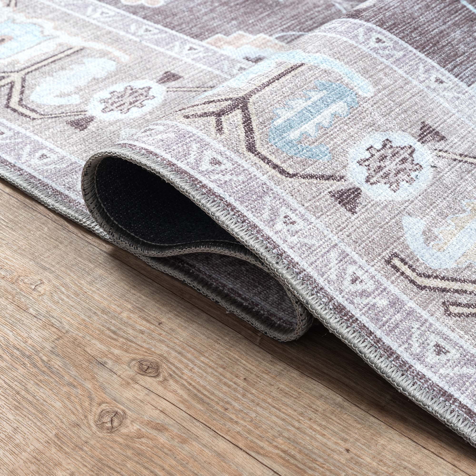 Rawiya Brown Gray Modern Oushak Rug