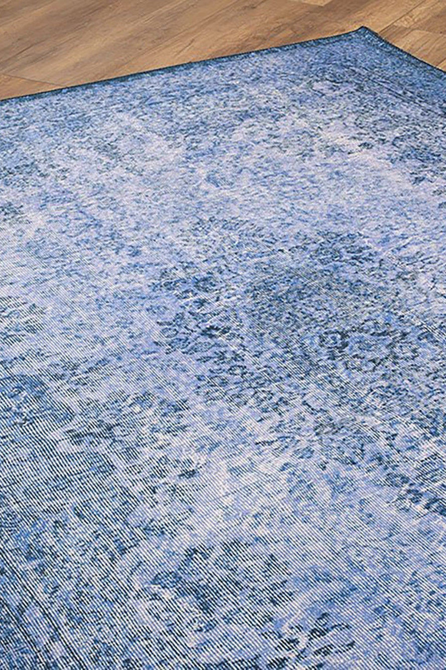 Raya Turkish Vintage Distressed Blue Rug