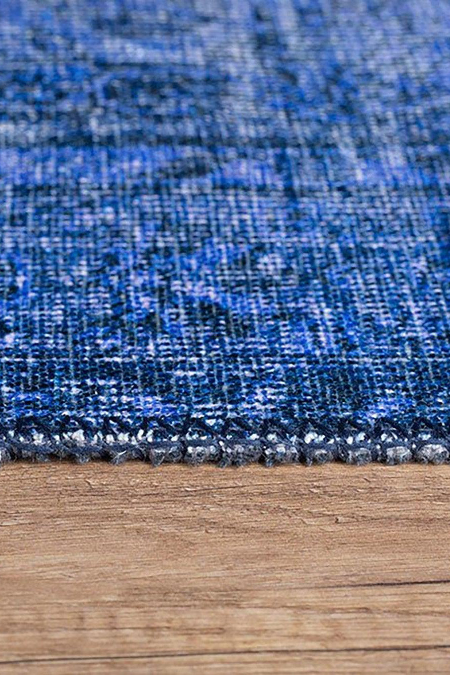 Raya Turkish Vintage Distressed Blue Rug