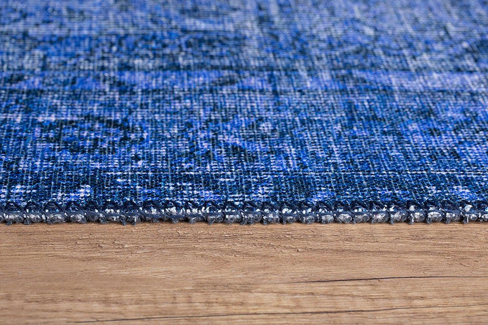 Raya Turkish Vintage Distressed Blue Rug