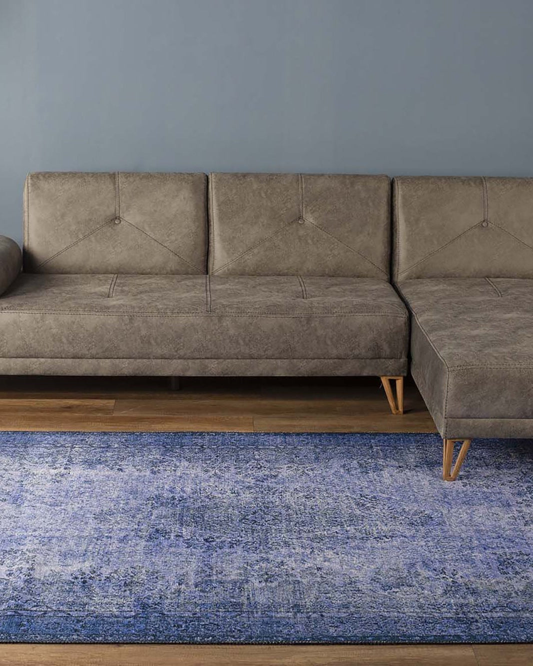 Raya Turkish Vintage Distressed Blue Rug