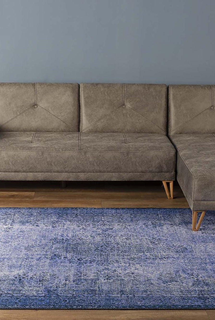 Raya Turkish Vintage Distressed Blue Rug