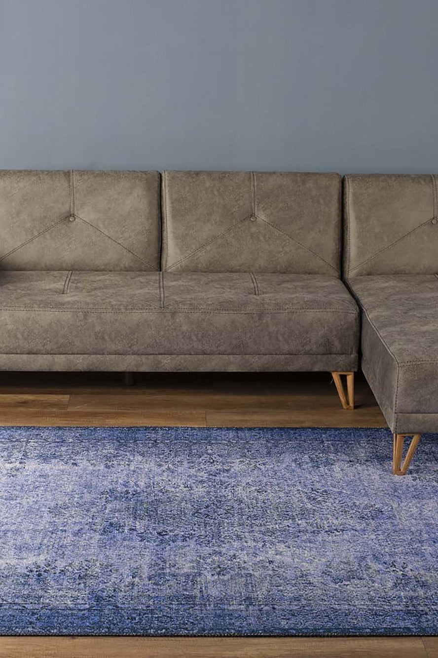 Raya Turkish Vintage Distressed Blue Rug