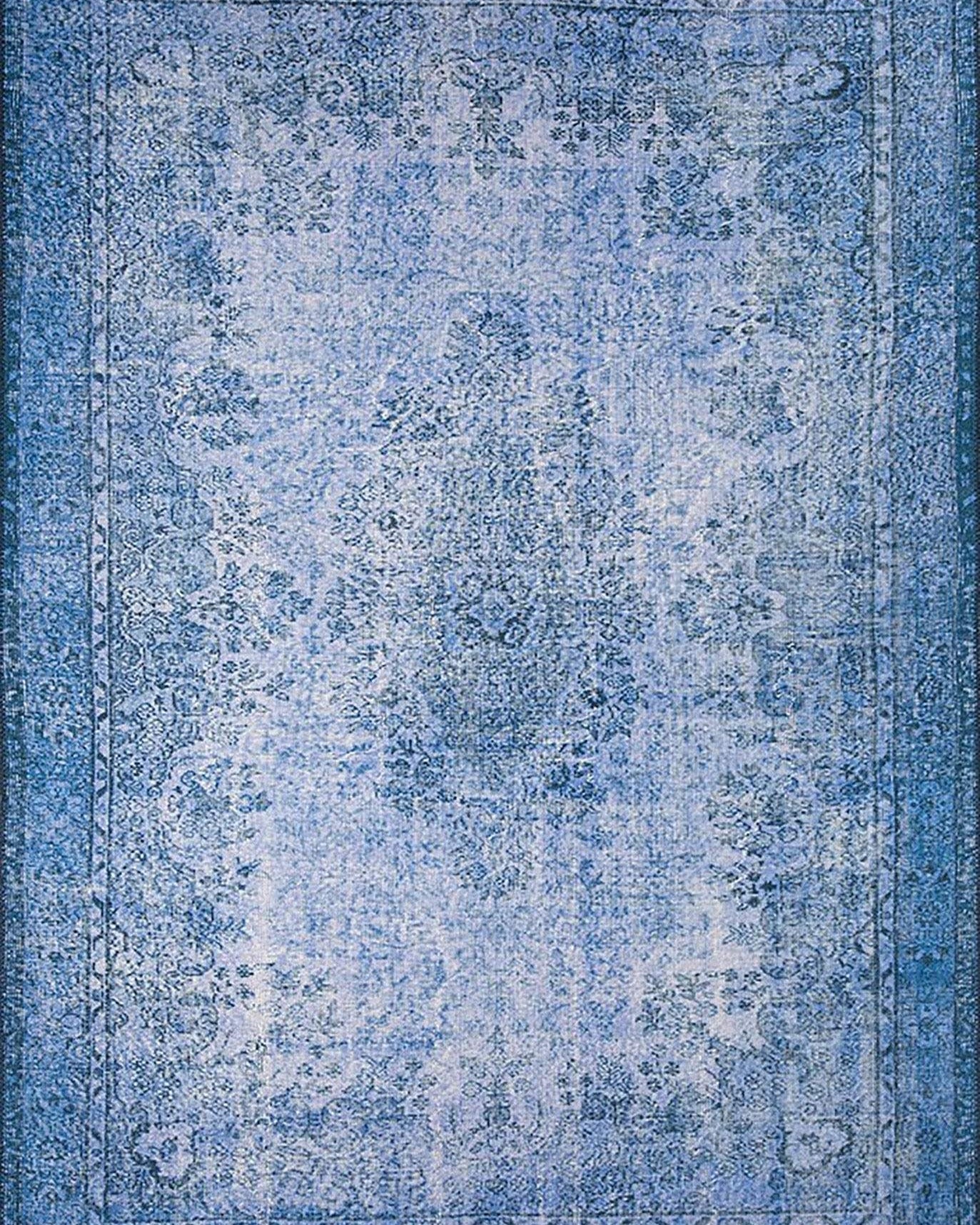 Raya Turkish Vintage Distressed Blue Rug