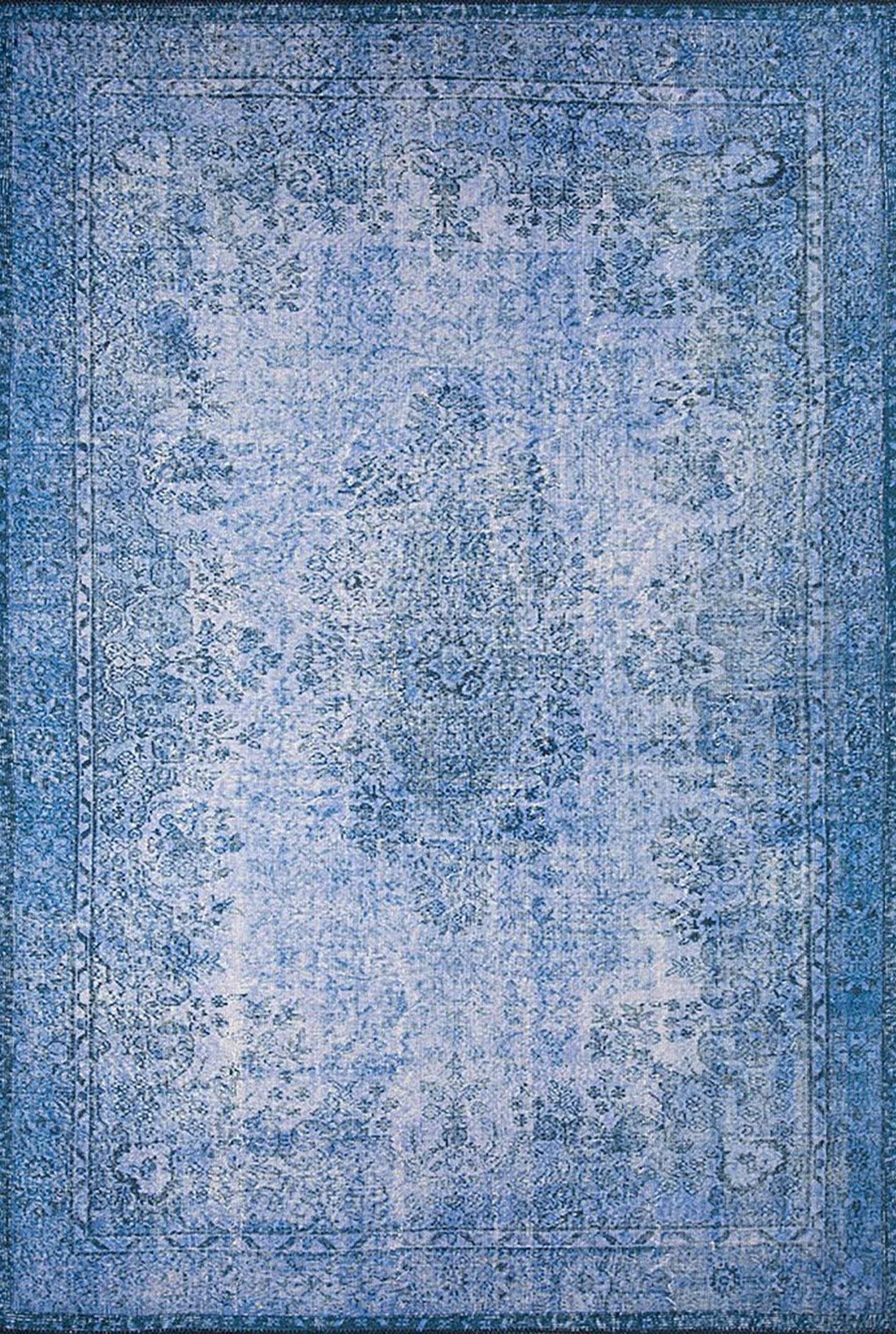 Raya Turkish Vintage Distressed Blue Rug