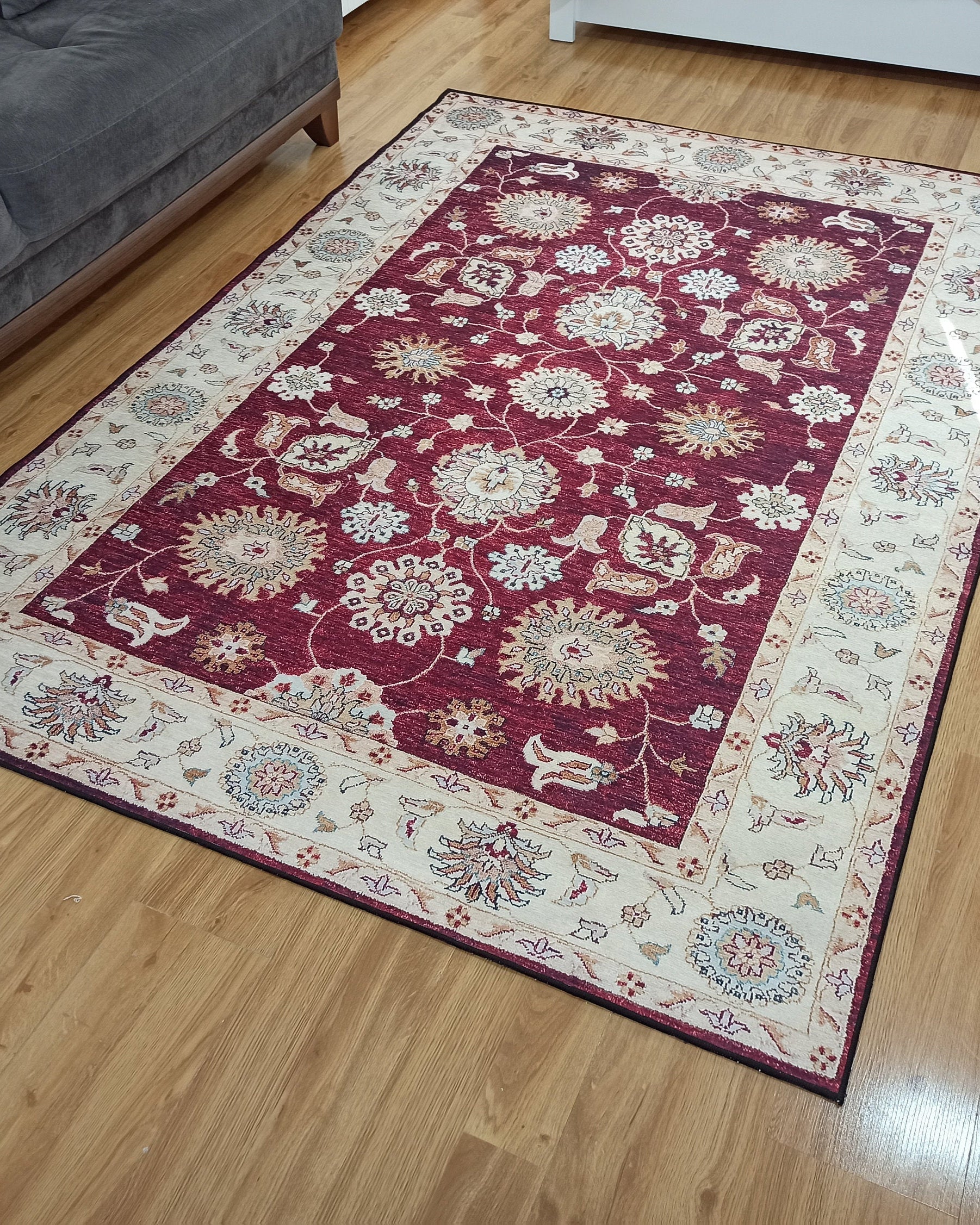 Rayla Turkish Rug Burgundy Red Beige Oriental Rug