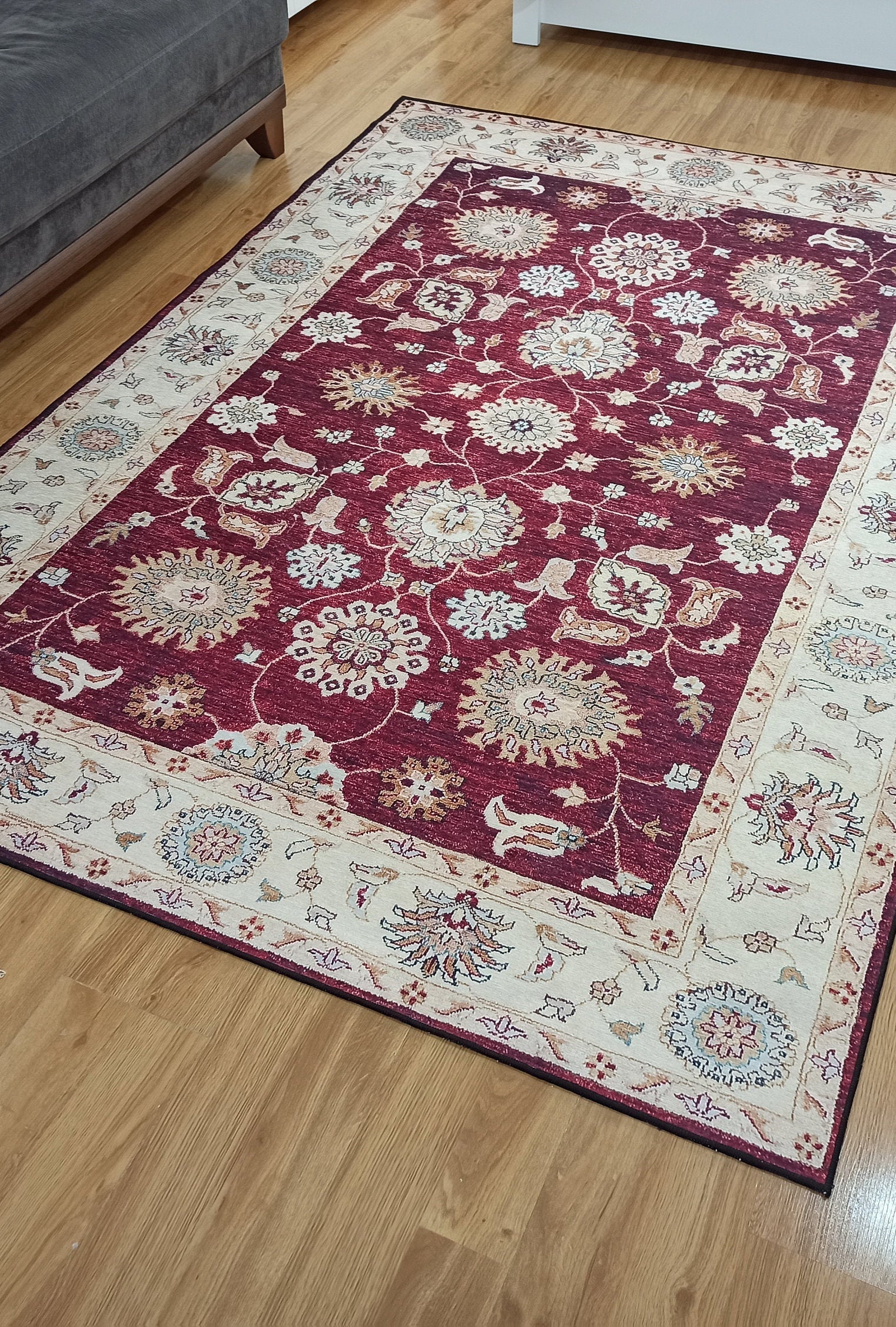Rayla Turkish Rug Burgundy Red Beige Oriental Rug