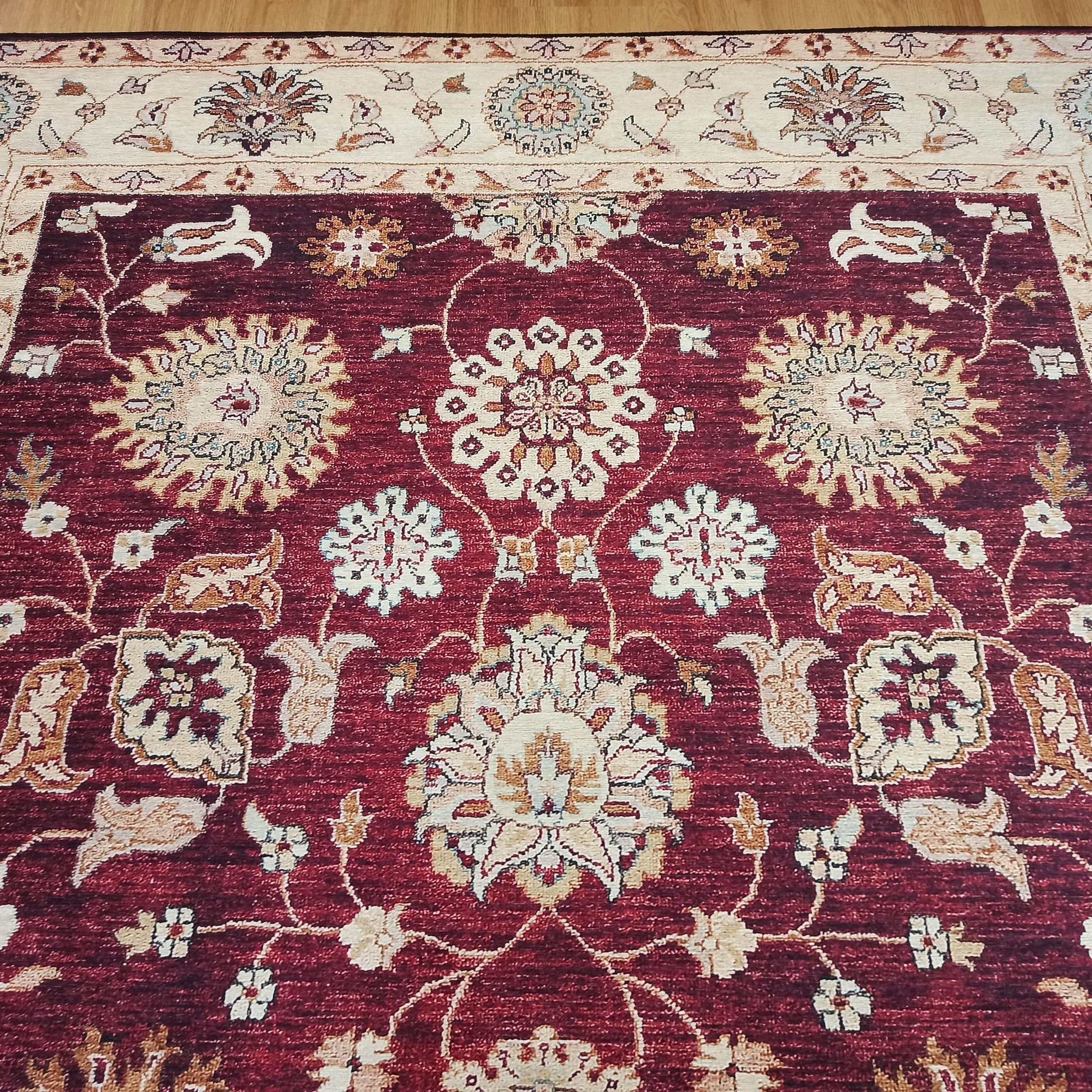 Rayla Turkish Rug Burgundy Red Beige Oriental Rug
