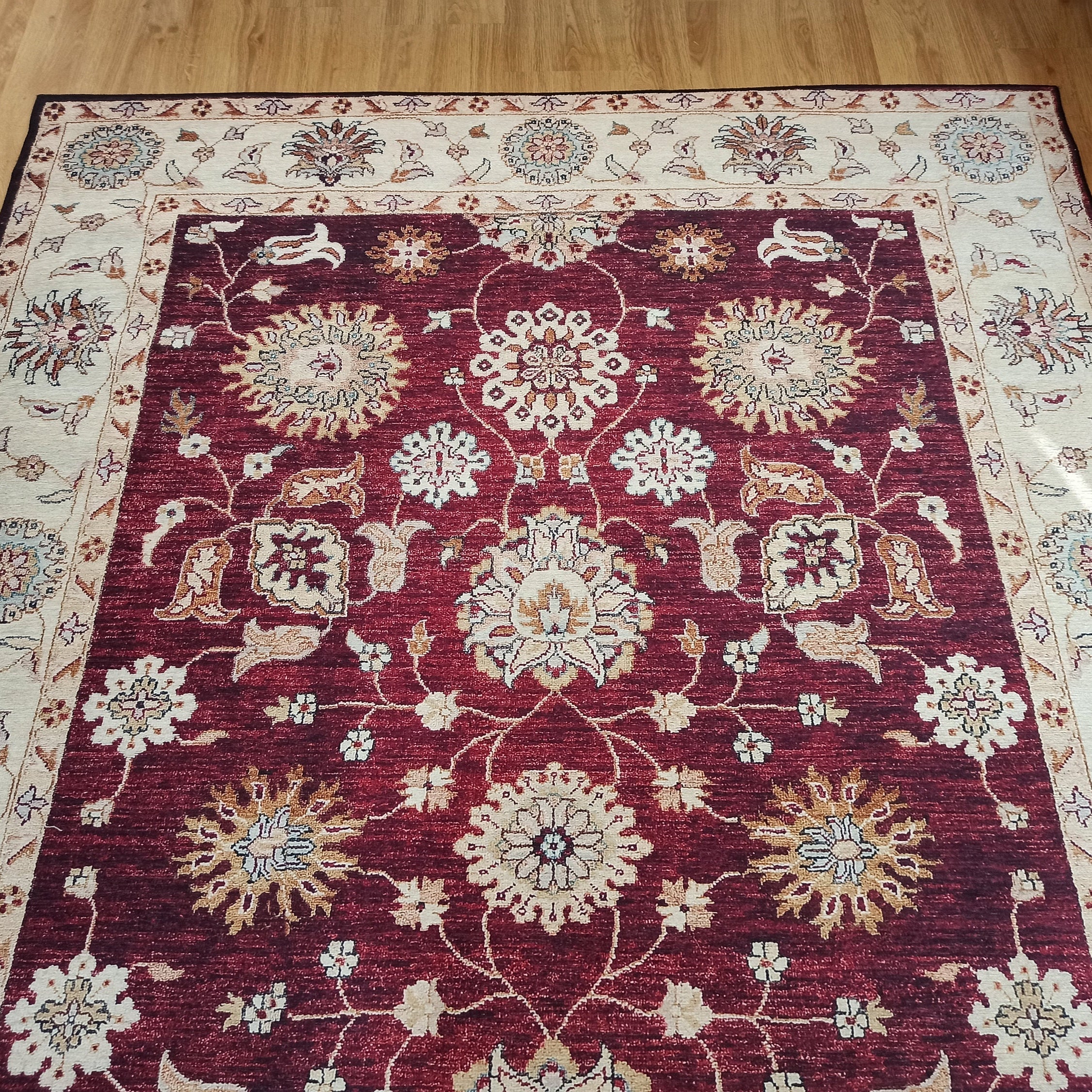 Rayla Turkish Rug Burgundy Red Beige Oriental Rug