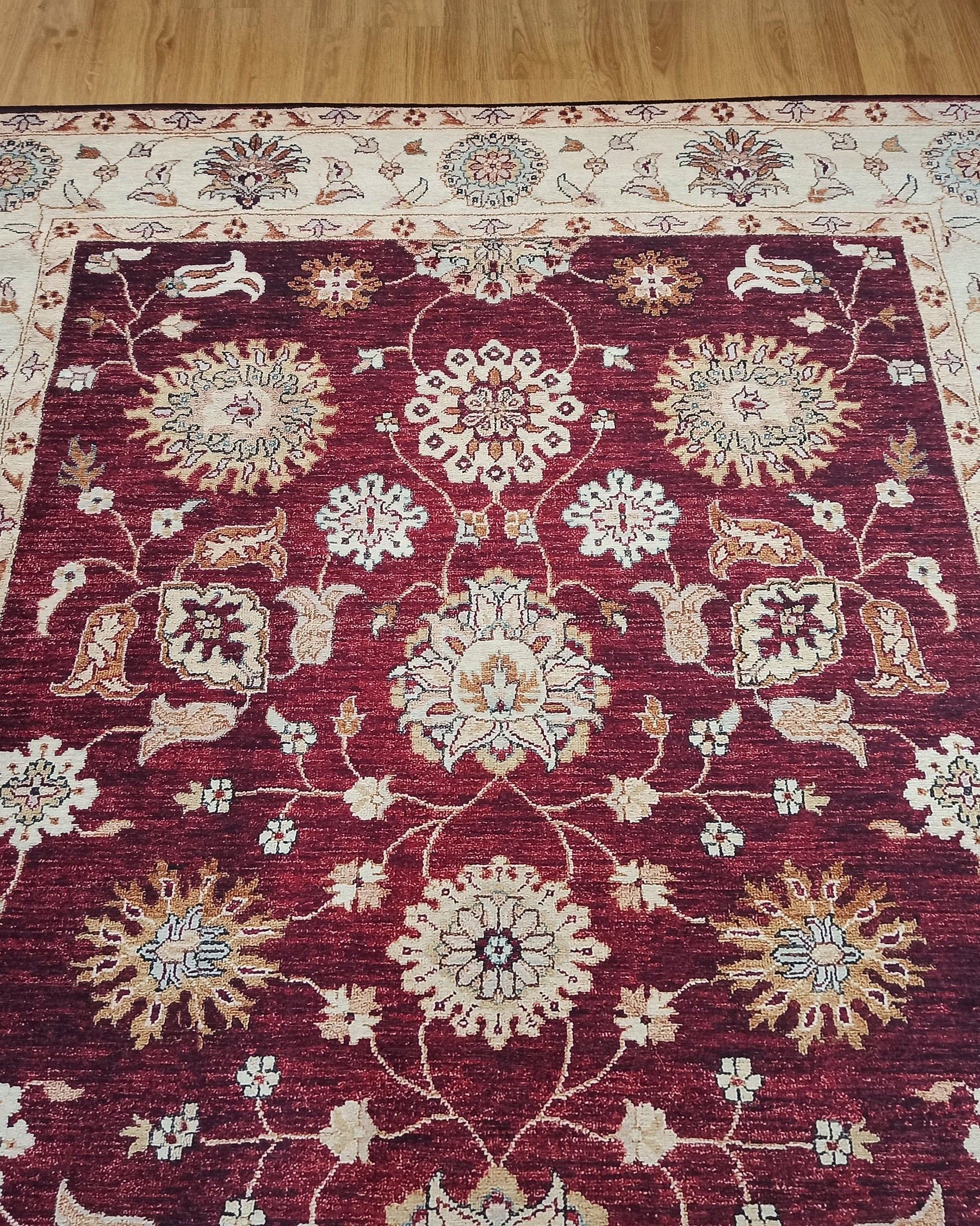 Rayla Turkish Rug Burgundy Red Beige Oriental Rug