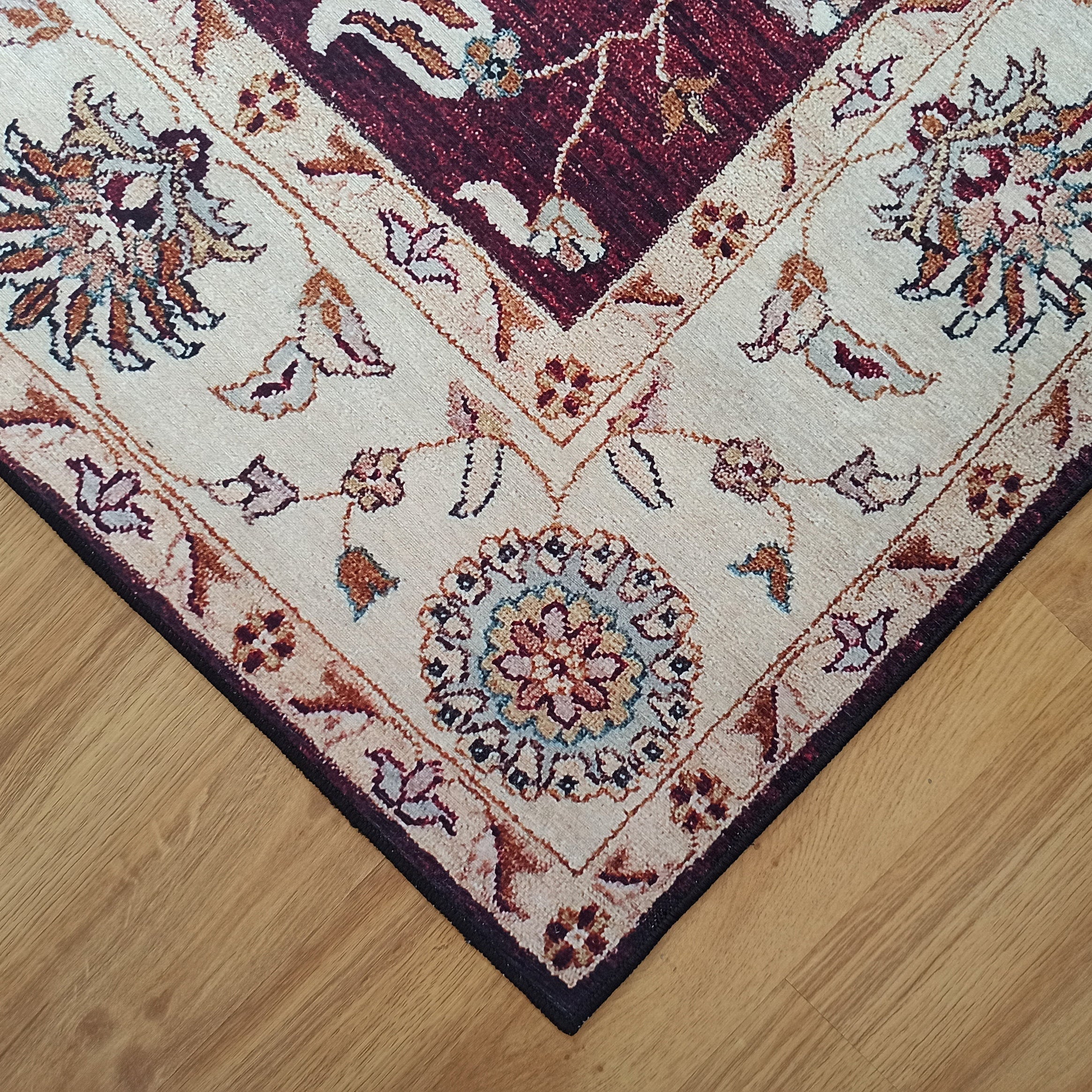 Rayla Turkish Rug Burgundy Red Beige Oriental Rug