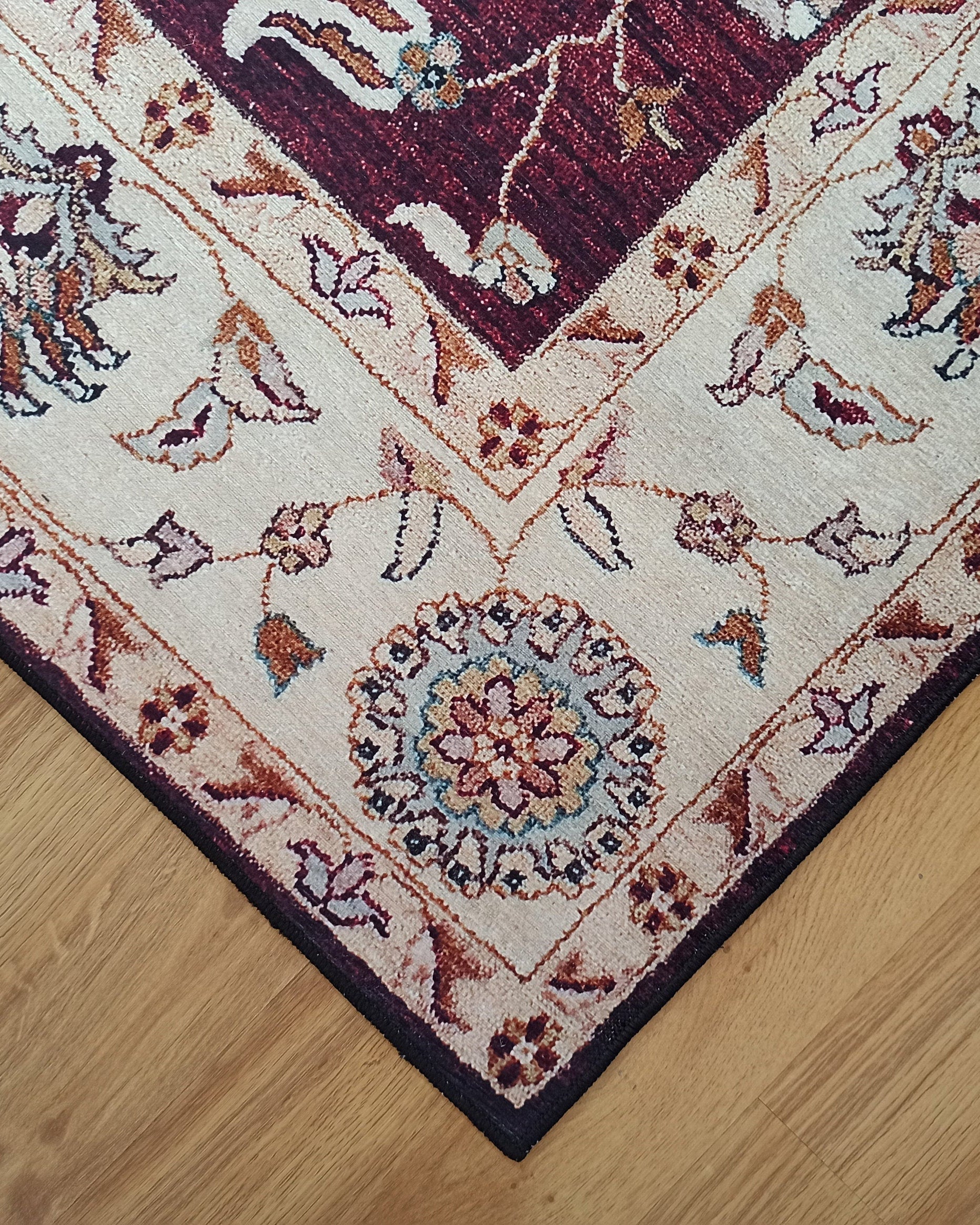 Rayla Turkish Rug Burgundy Red Beige Oriental Rug