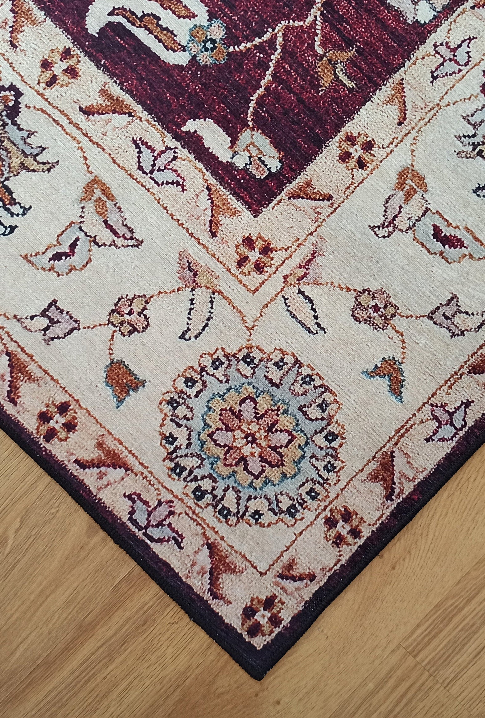 Rayla Turkish Rug Burgundy Red Beige Oriental Rug