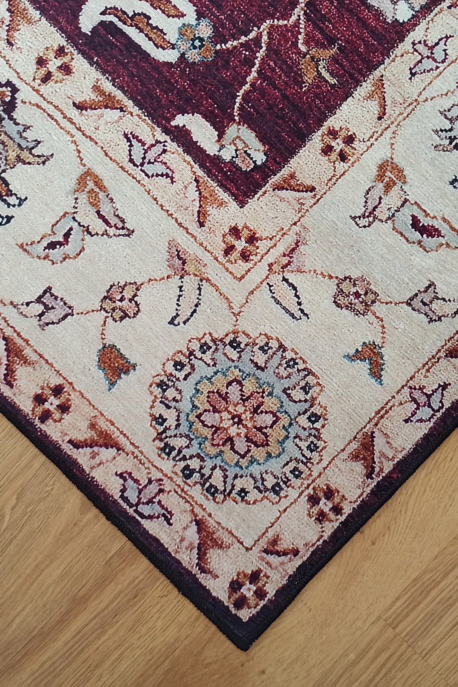 Rayla Turkish Rug Burgundy Red Beige Oriental Rug