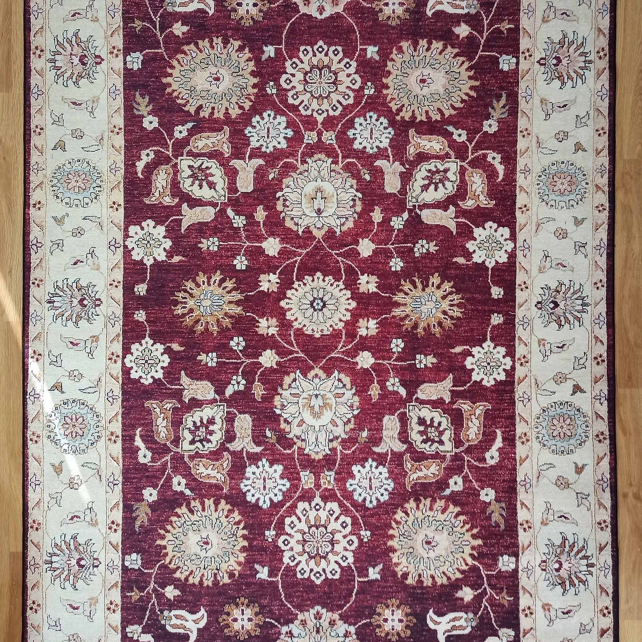 Rayla Turkish Rug Burgundy Red Beige Oriental Rug