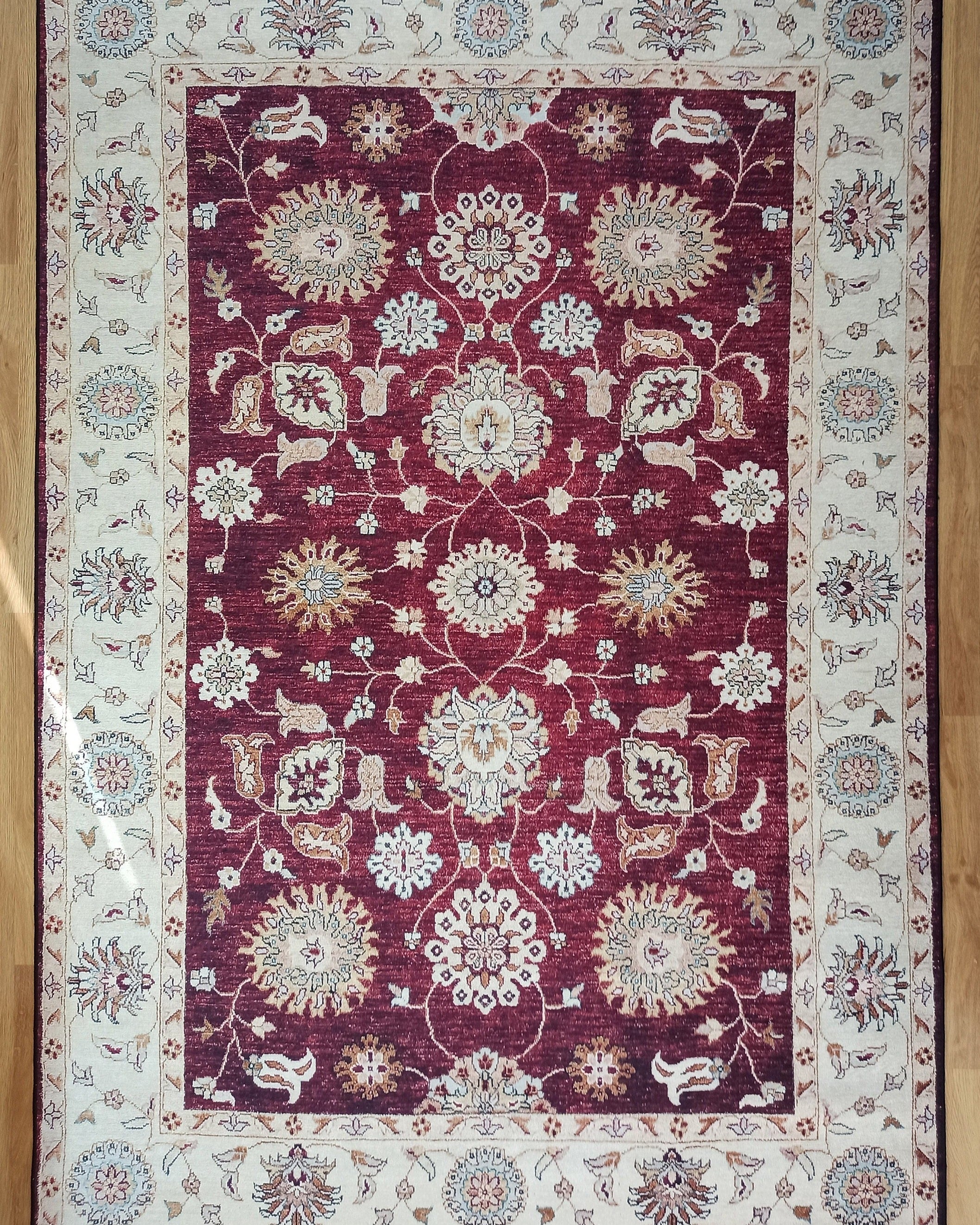 Rayla Turkish Rug Burgundy Red Beige Oriental Rug
