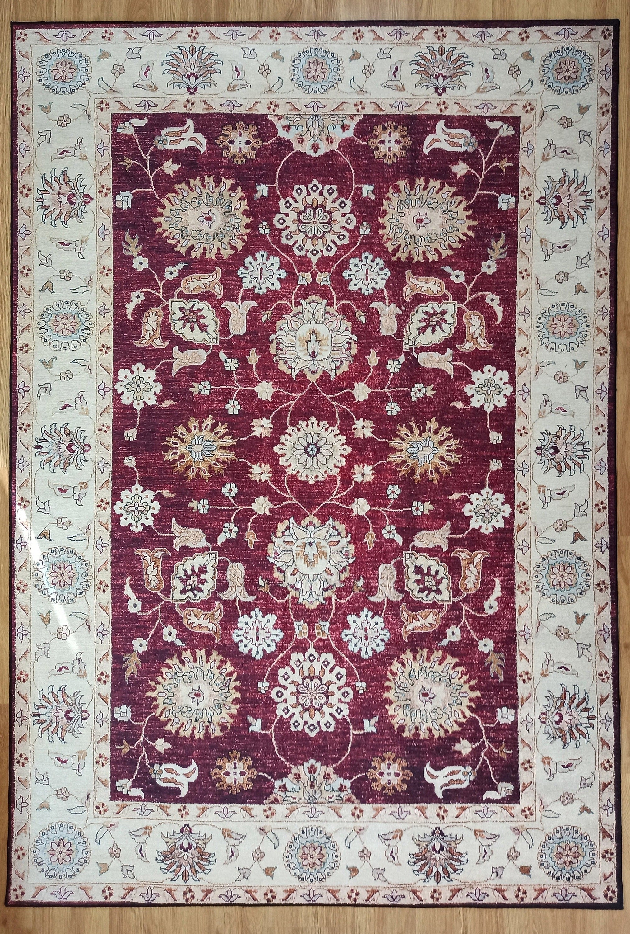 Rayla Turkish Rug Burgundy Red Beige Oriental Rug